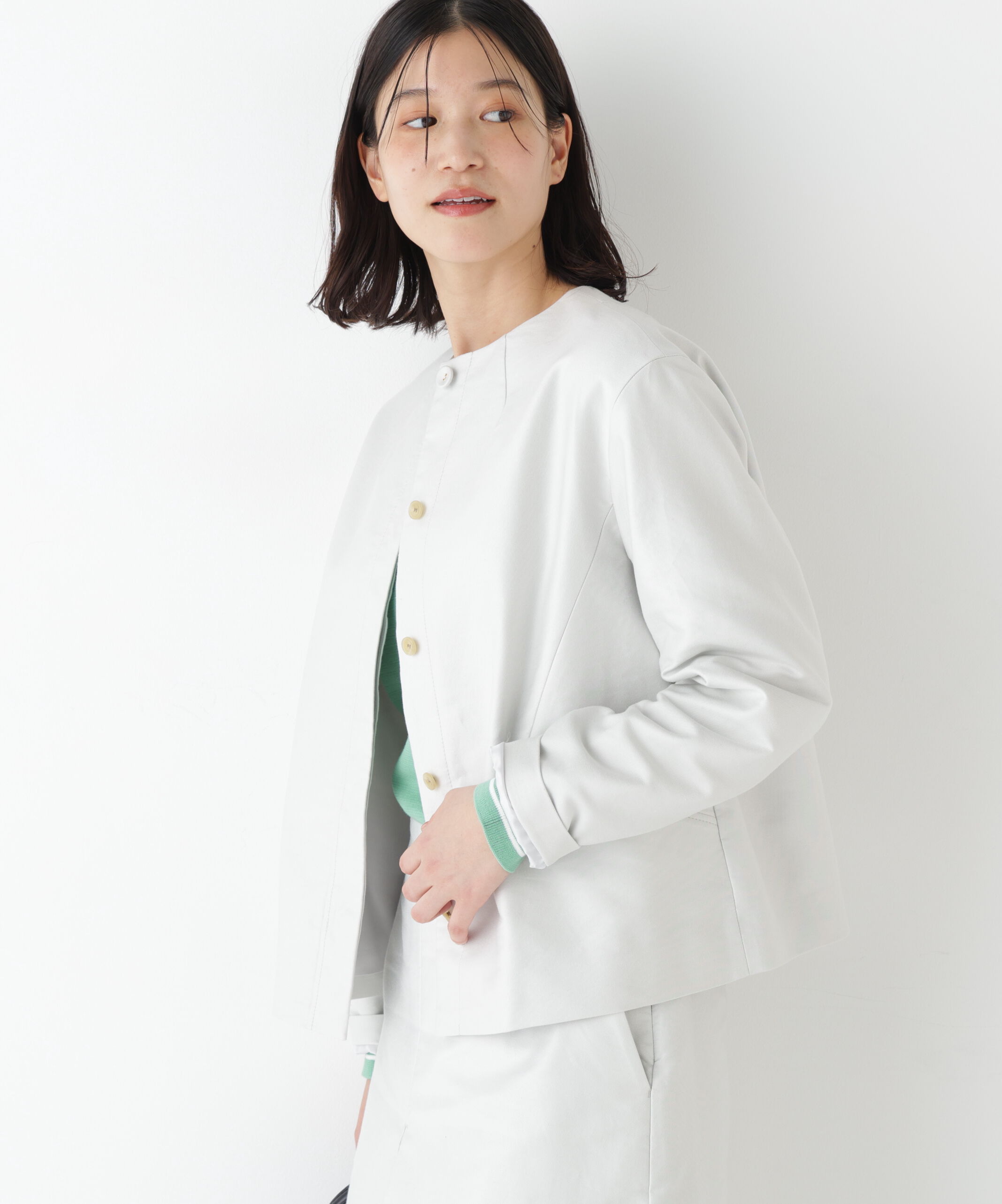  「◆《ウォッシャブル》ライトモールスキンノーカラージャケット」|ブルゾン・スタジャン|