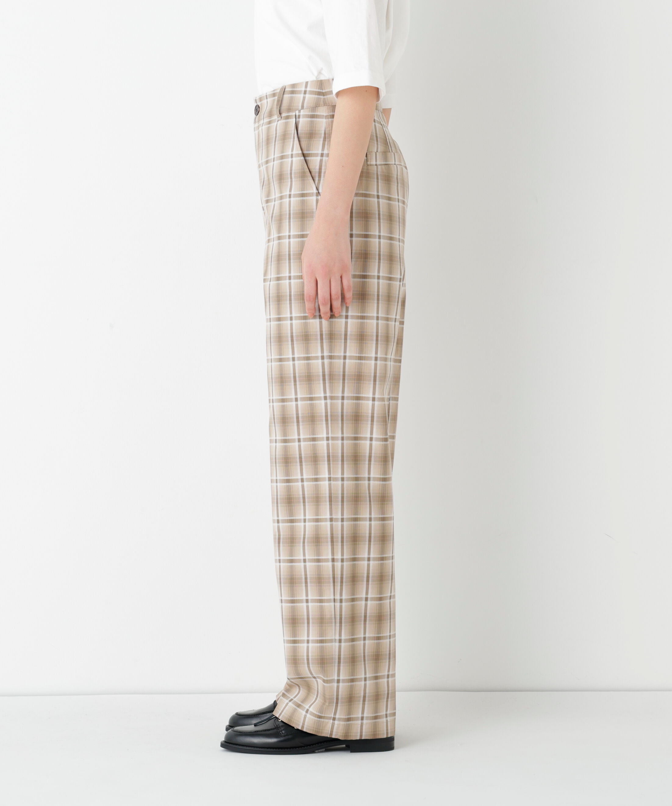  「◆≪ウォッシャブル≫先染めチェックストレートパンツ」|その他|