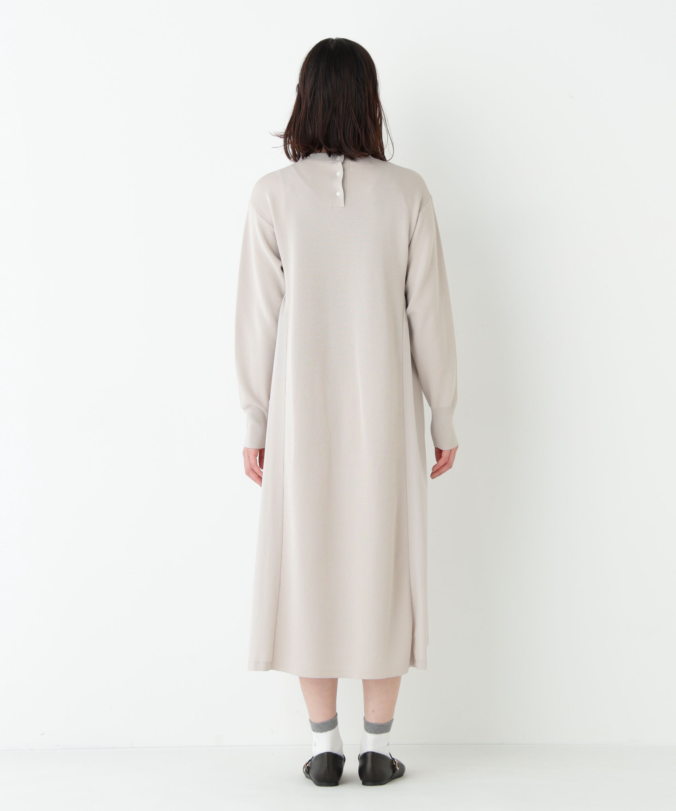  「◆《ウォッシャブル》布帛コンビ綿ナイロンニットワンピース」|ワンピース|