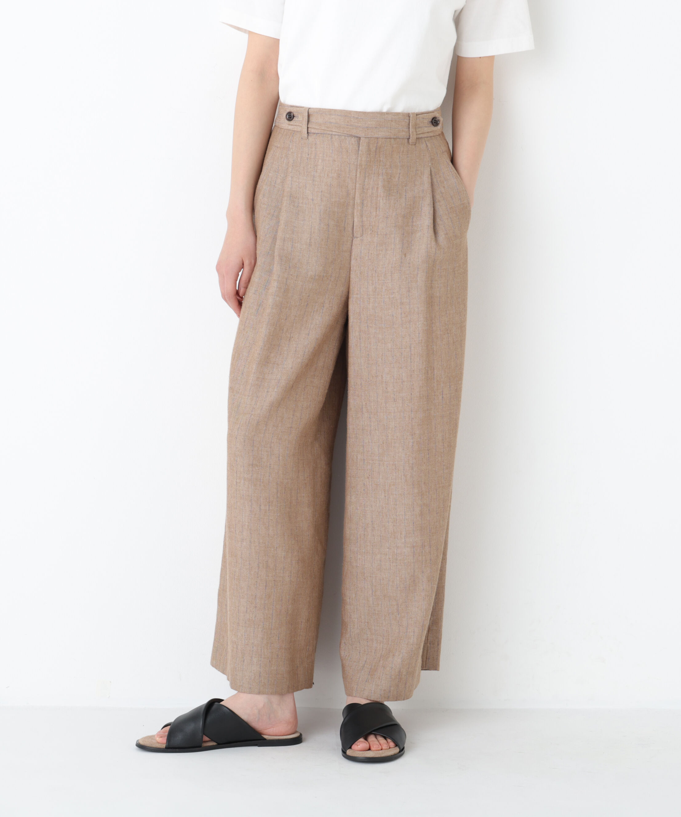  「◆《マルチサイズ/ウォッシャブル》ドライタッチリネン混ガウチョパンツ」|その他|