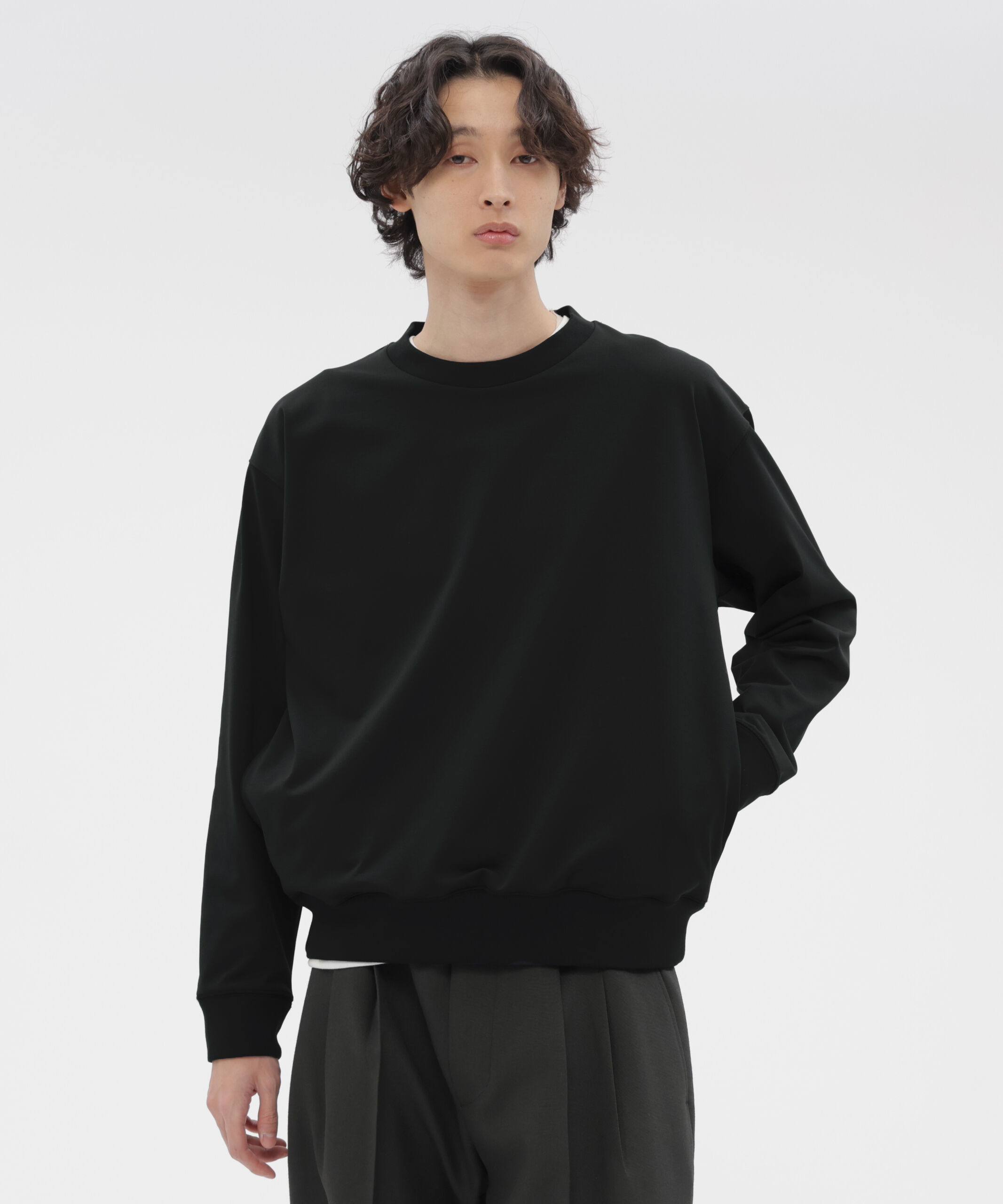 MARGARET HOWELL「HIGHDENCE POLYESTER JERSEY TOP」|Tシャツ・カットソー|BLACK