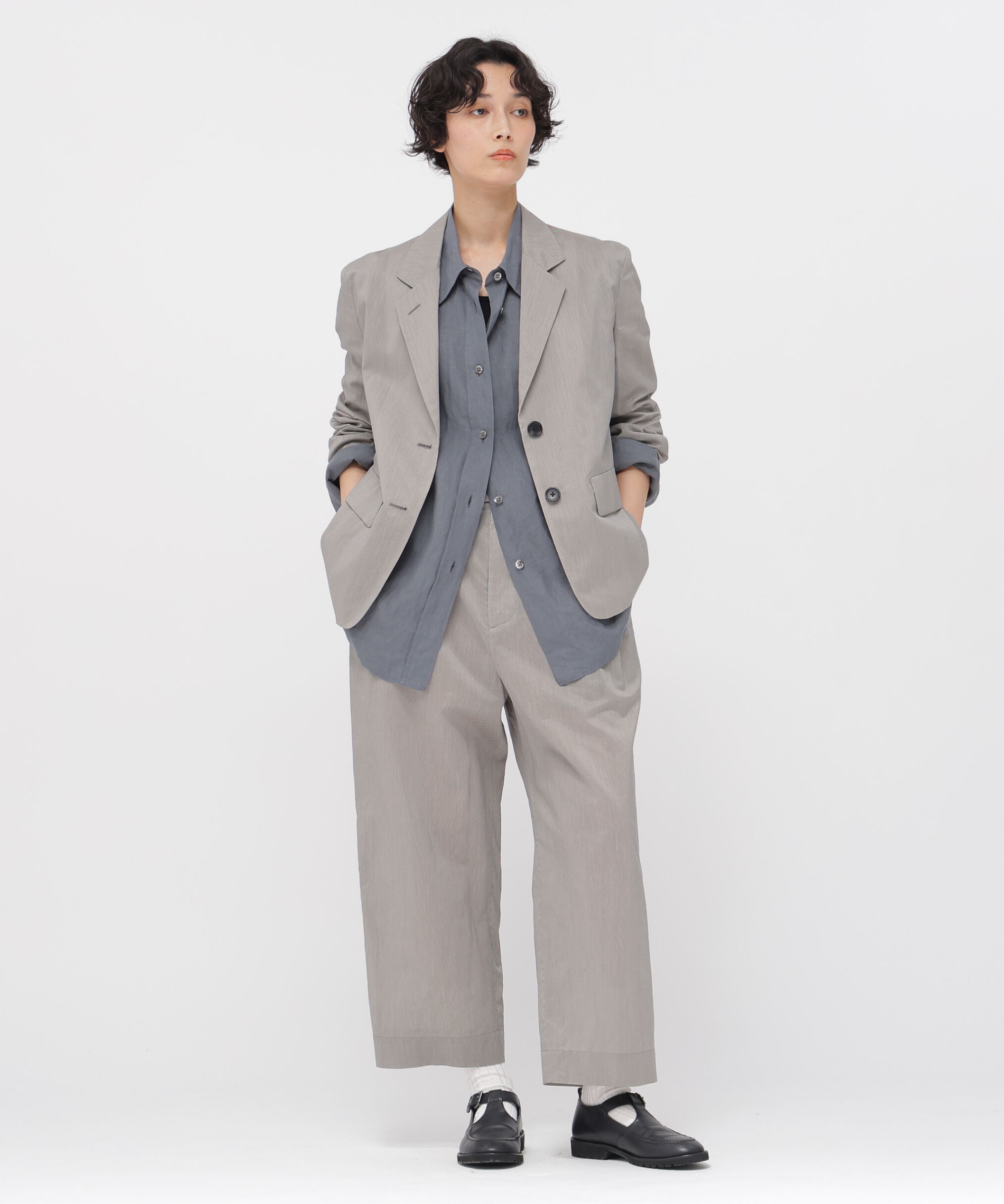  「FINE STRIPE COTTON SILK TROUSERS」|その他|BLACK / WHITE1