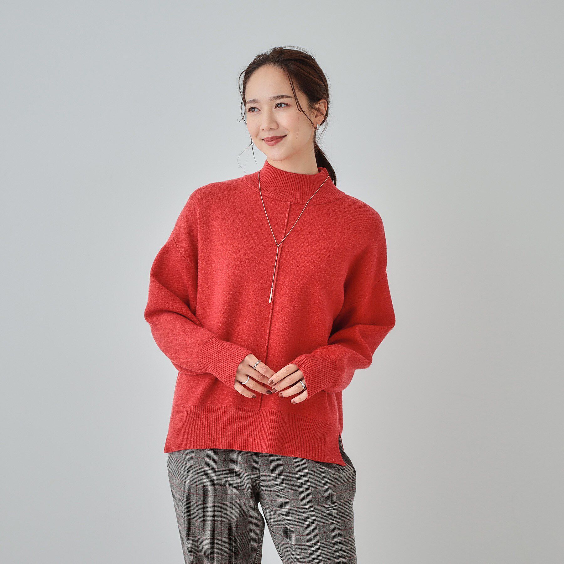 SHOO･LA･RUE「【洗える/ちくちくしにくい/静電気軽減】スウェットライク ハイネックニット」|ニット・セーター|