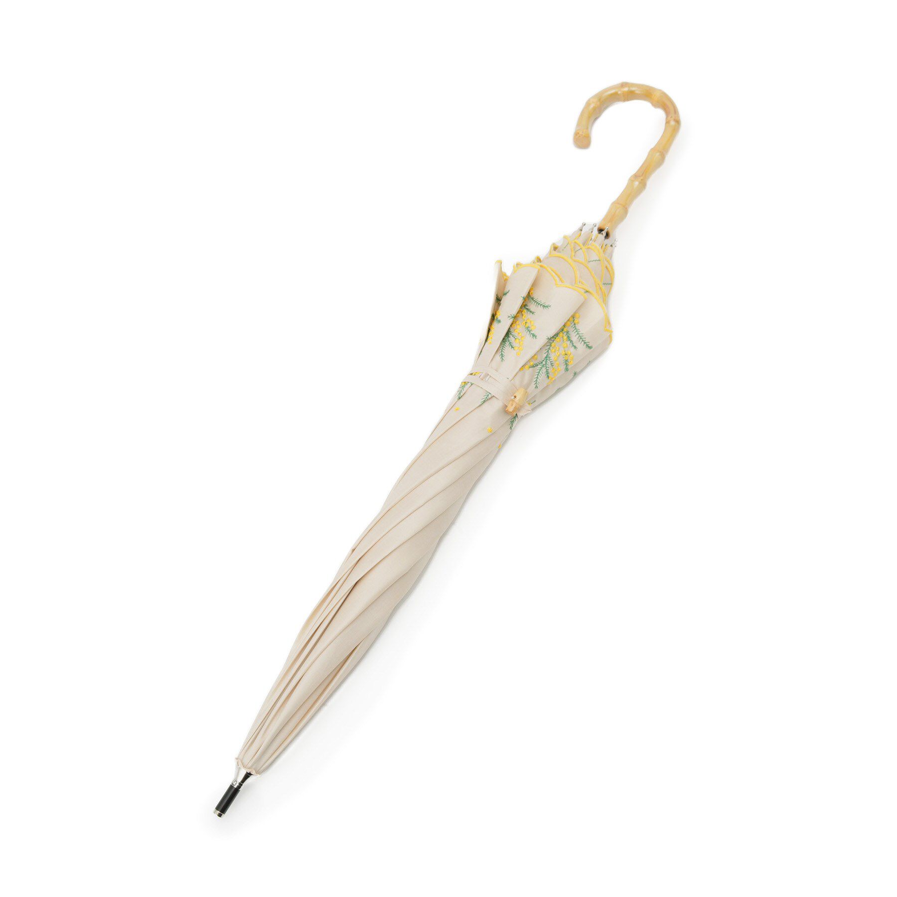 SHOO･LA･RUE「【日傘/晴雨兼用】【because】ミモザ刺繍ロングアンブレラ」|傘|