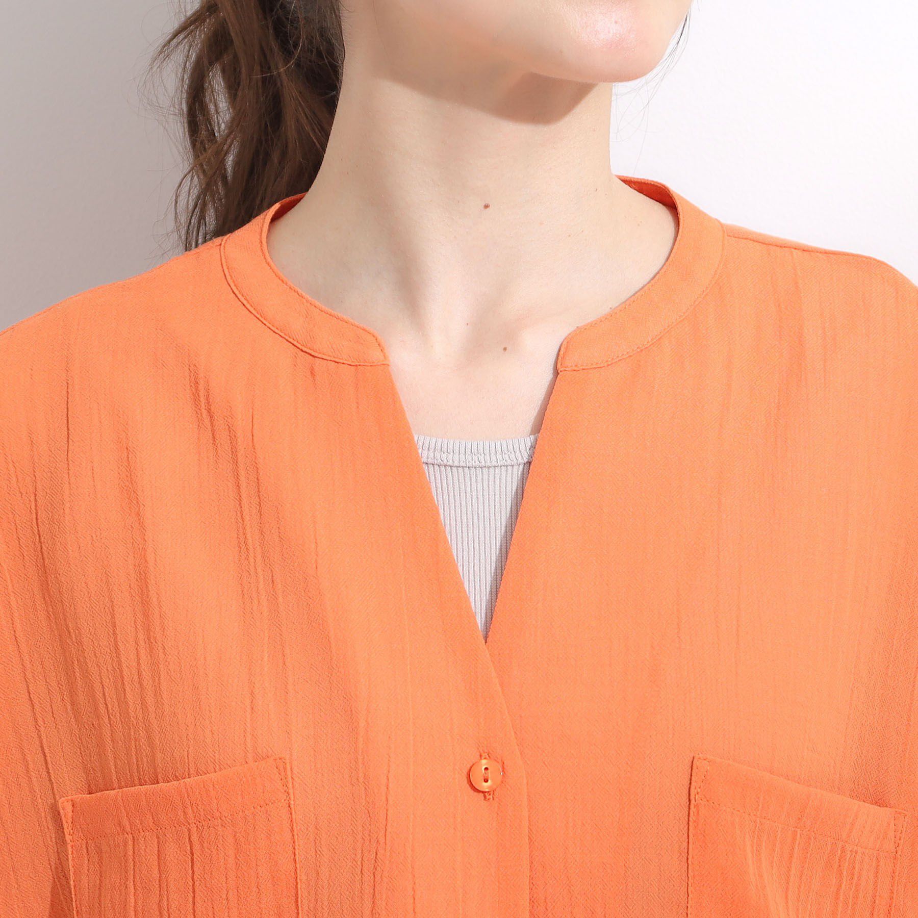 SHOO･LA･RUE「程よいシアー感 ポケットドルマン5分袖シャツ」|シャツ・ブラウス|