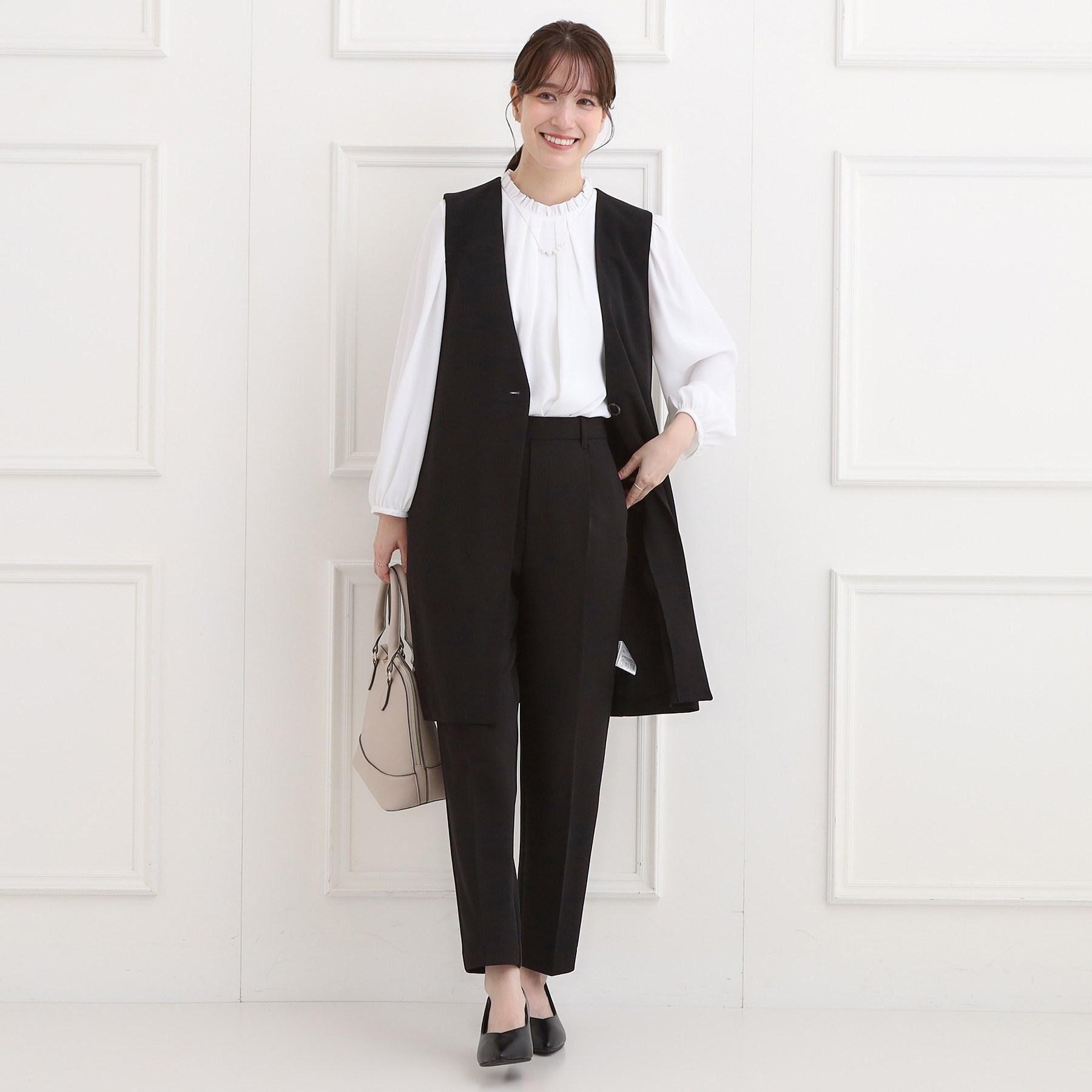 SHOO･LA･RUE「【洗濯機可/セットアップ可/S-3L】きちんと楽に。カットジョーゼット ロングジレ」|ベスト・ジレ|