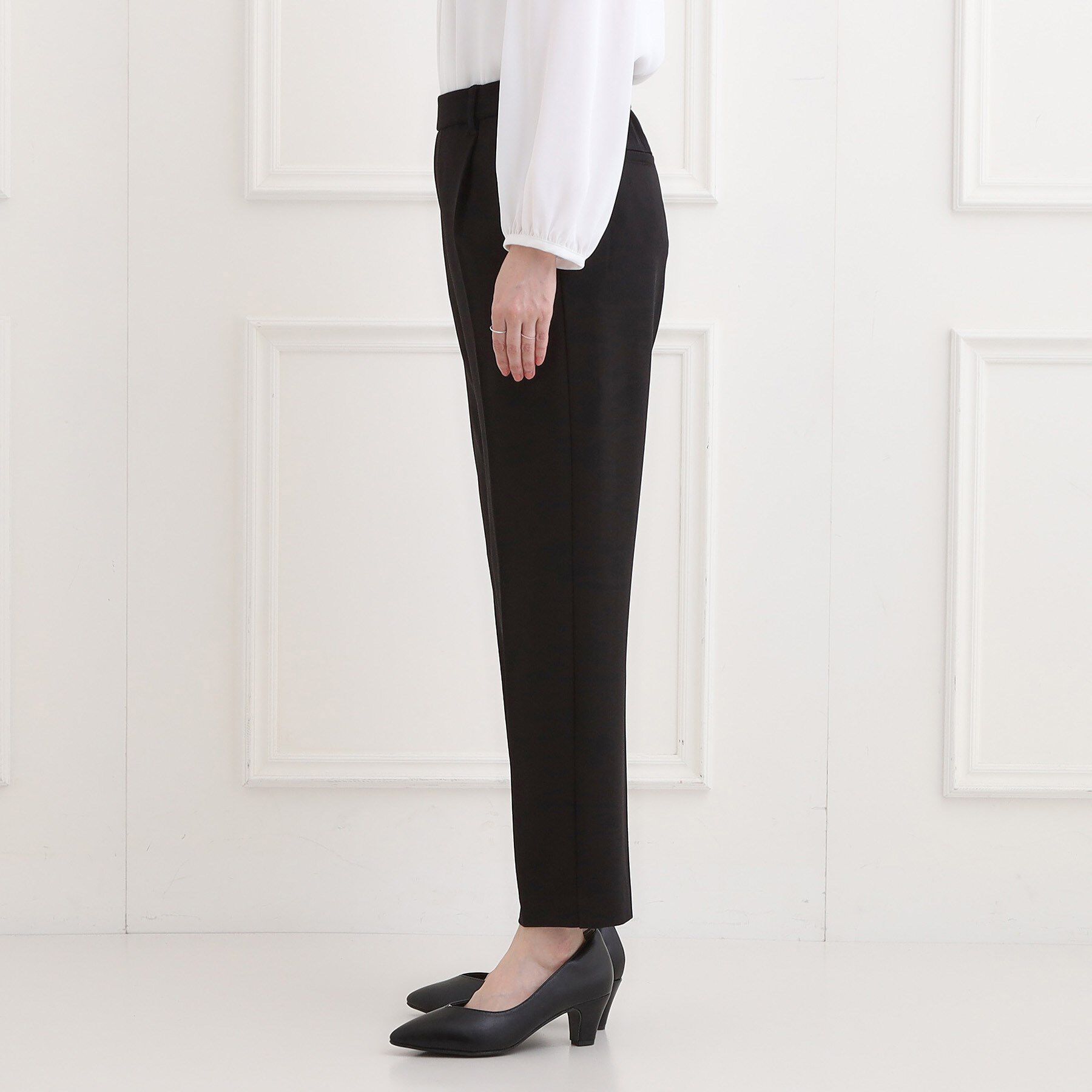 SHOO･LA･RUE「【洗濯機可/セットアップ可/S-3L】きちんと楽に。カットジョーゼット テーパードパンツ」|その他|