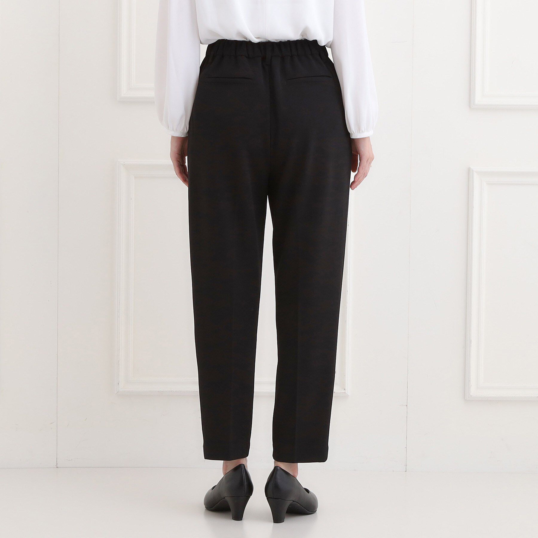 SHOO･LA･RUE「【洗濯機可/セットアップ可/S-3L】きちんと楽に。カットジョーゼット テーパードパンツ」|その他|