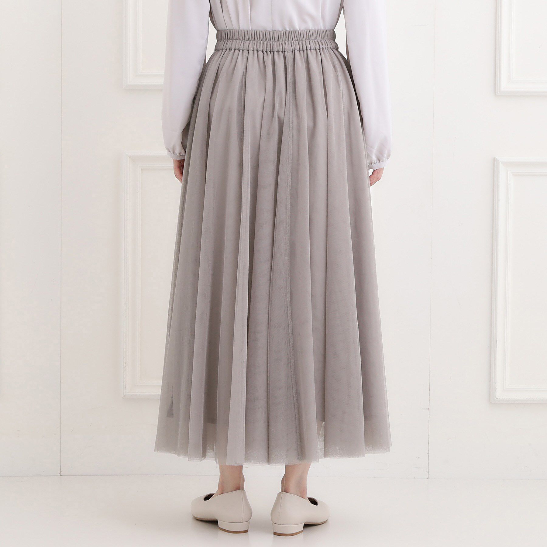 SHOO･LA･RUE「【洗濯機可】セレモニーからデイリーまで ふんわり軽やか チュールギャザースカート」|スカート|