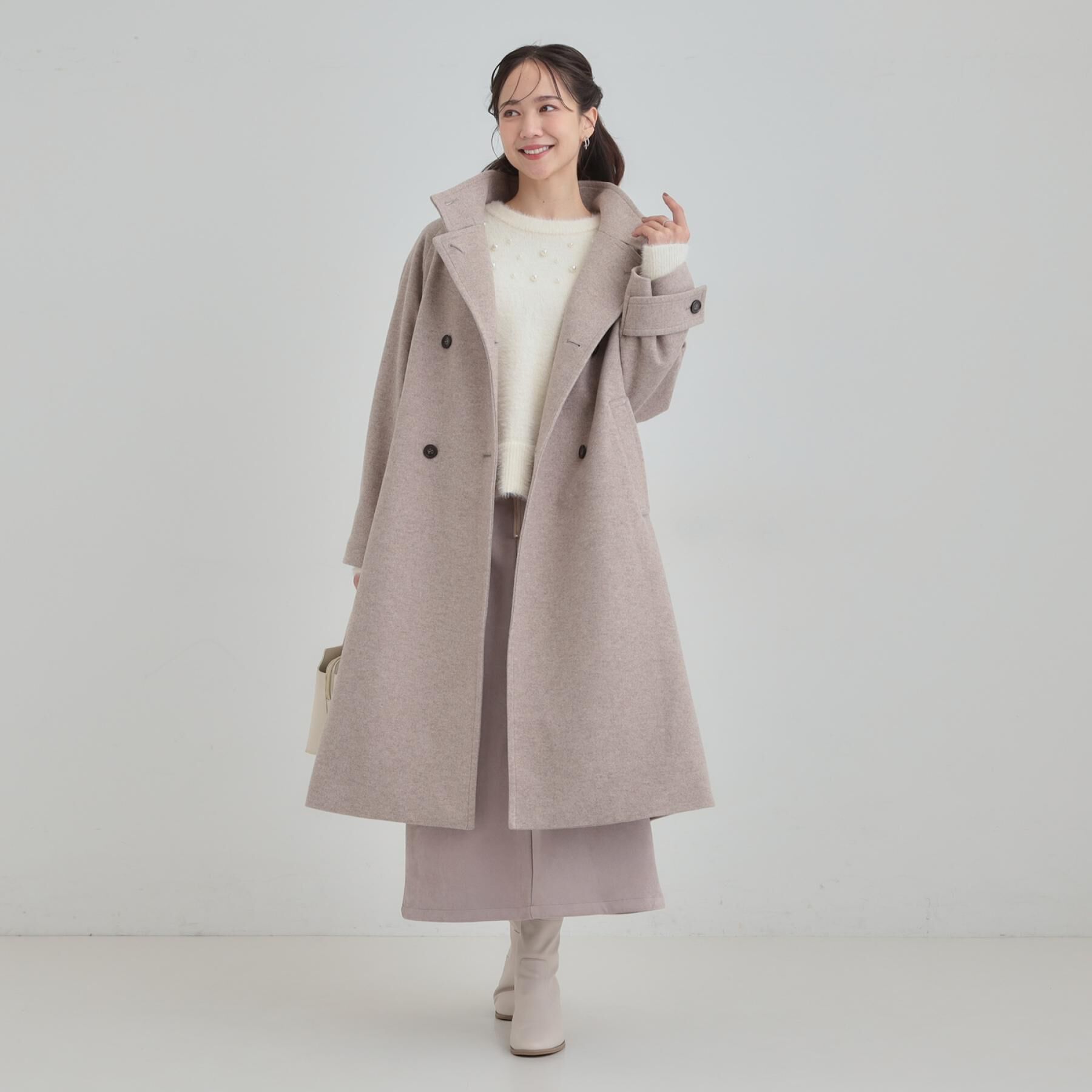 SHOO･LA･RUE「【S-LL】大人のきれいめスタイルに ウール調スタンドロングコート」|その他|