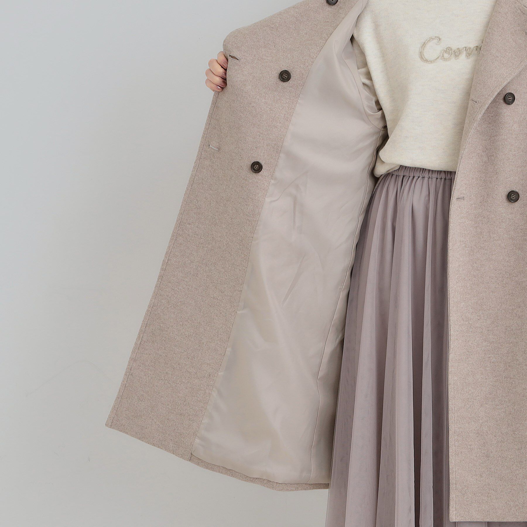 SHOO･LA･RUE「【S-LL】大人のきれいめスタイルに ウール調スタンドロングコート」|その他|