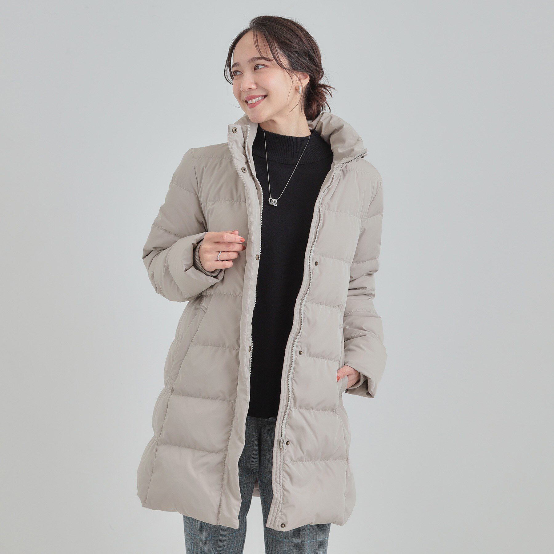 SHOO･LA･RUE「【洗濯機可/撥水】フェイクファーフード ロングダウン」|ダウン|