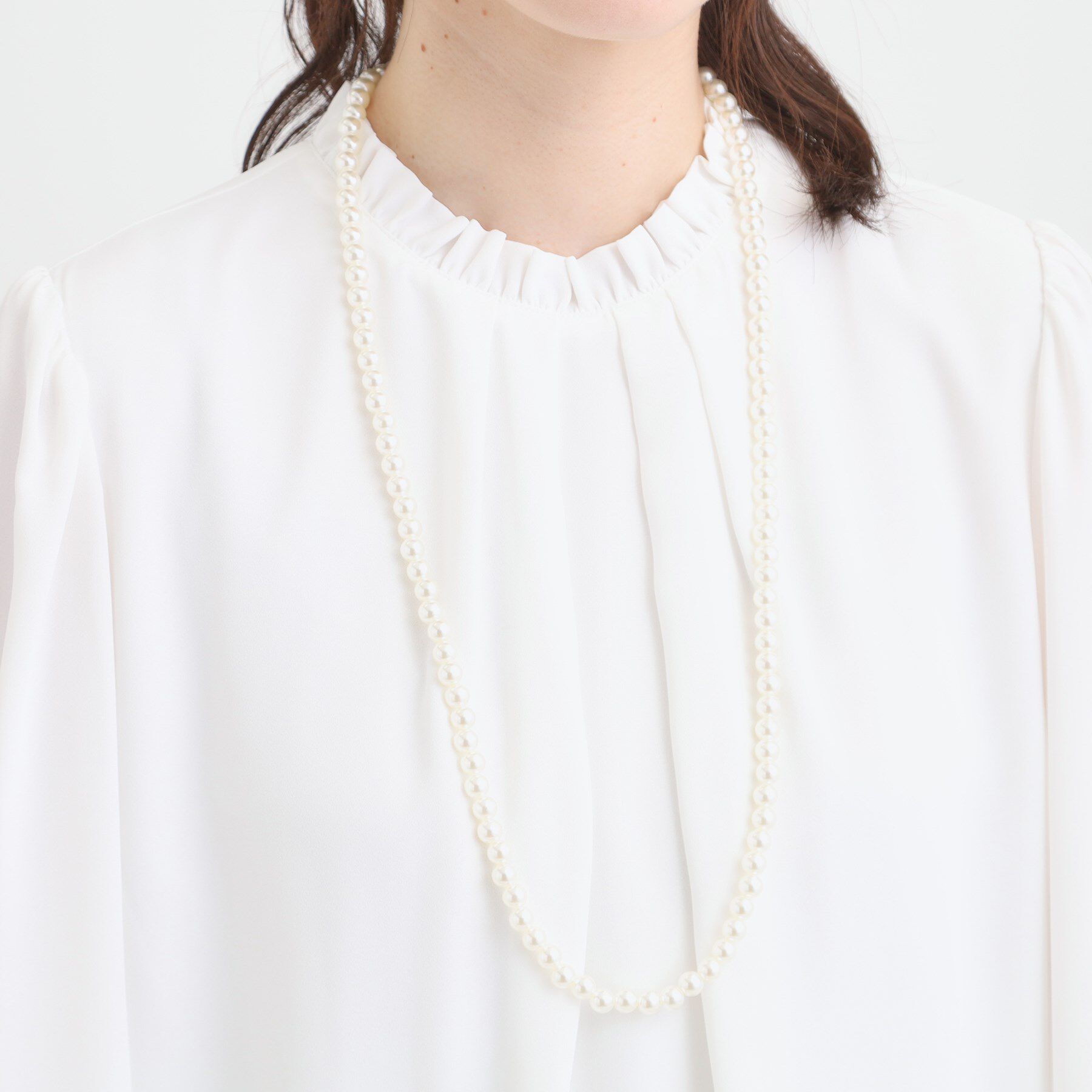 SHOO･LA･RUE「【セレモニー】2連ダイヤレーン＆フェイクパールネックレス」|ネックレス|