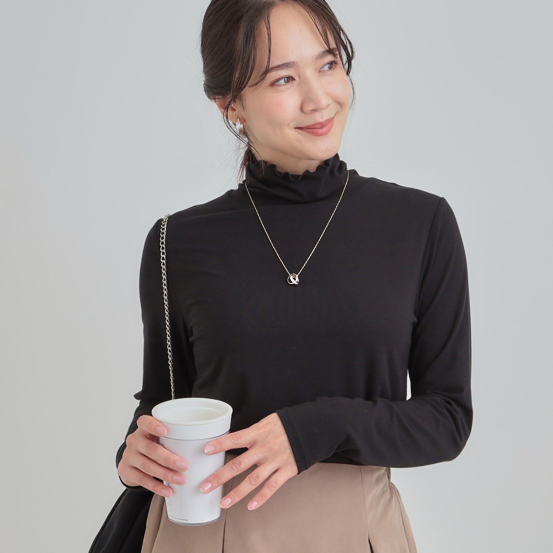 SHOO･LA･RUE「【あったか/S-LL】秋冬の救世主 タートルネックインナー」|Tシャツ・カットソー|ブラック(019)