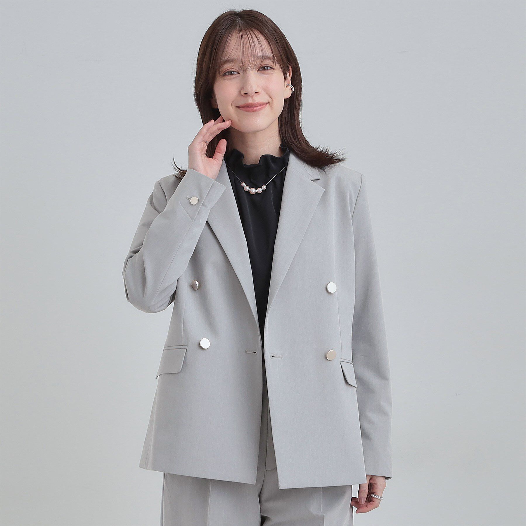 SHOO･LA･RUE「【セットアップ可/S-LL/洗濯機可】マニッシュに決まる ダブルブレストジャケット」|テーラードジャケット|