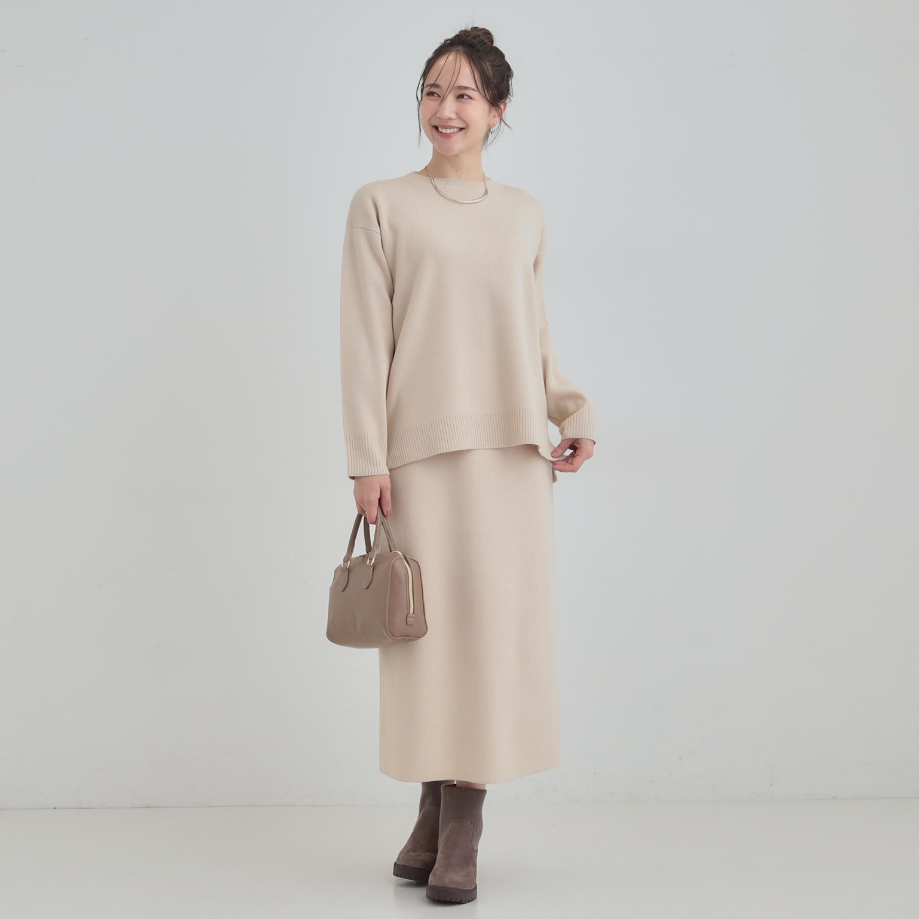 SHOO･LA･RUE「【洗濯機可/セットアップ可/毛玉になりにくい】心地よく穿ける ニットナロースカート」|スカート|