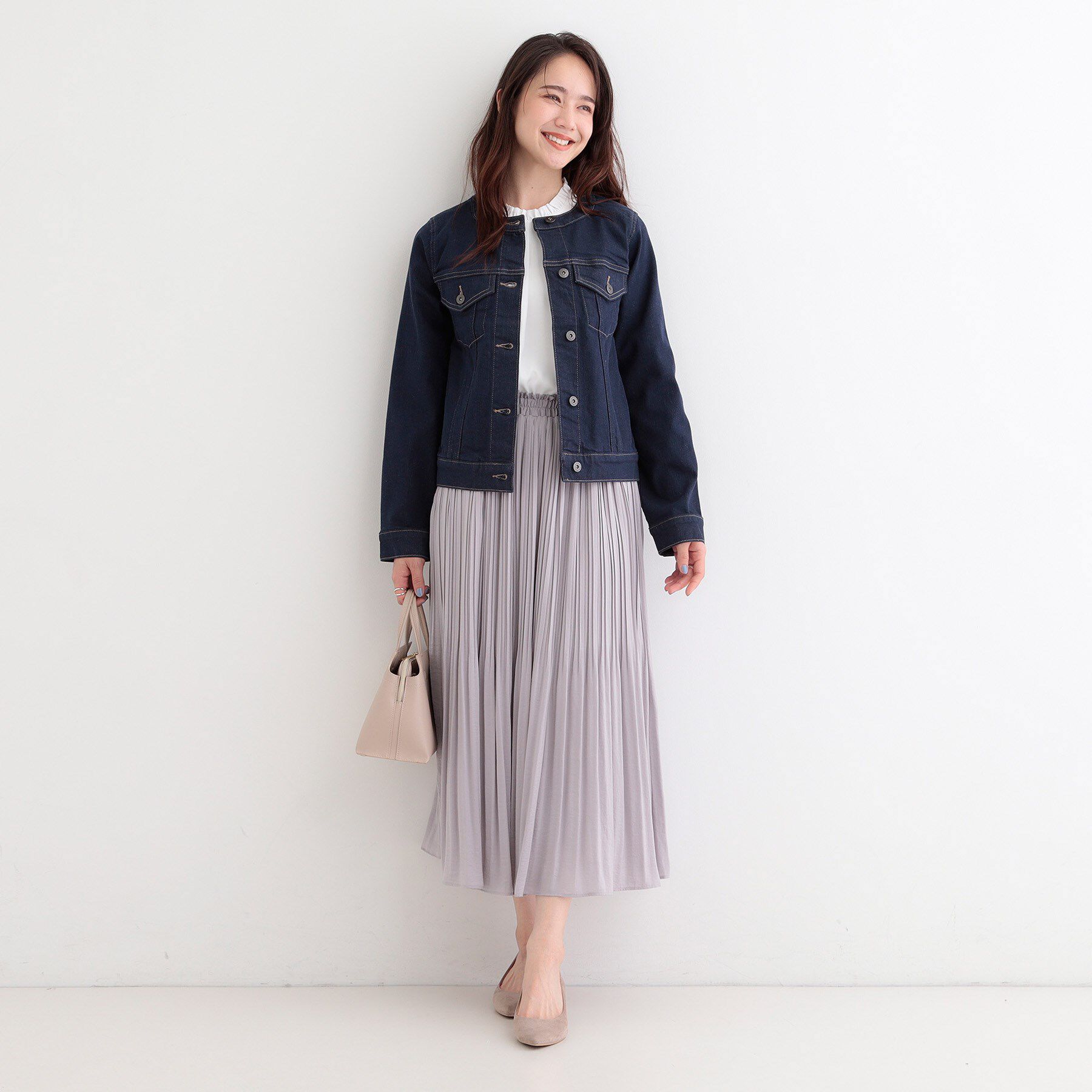 SHOO･LA･RUE「【SHOO・LA・RUE DENIM/S-LL/高レビュー】大人のための ノーカラーデニムジャケット」|デニムジャケット|