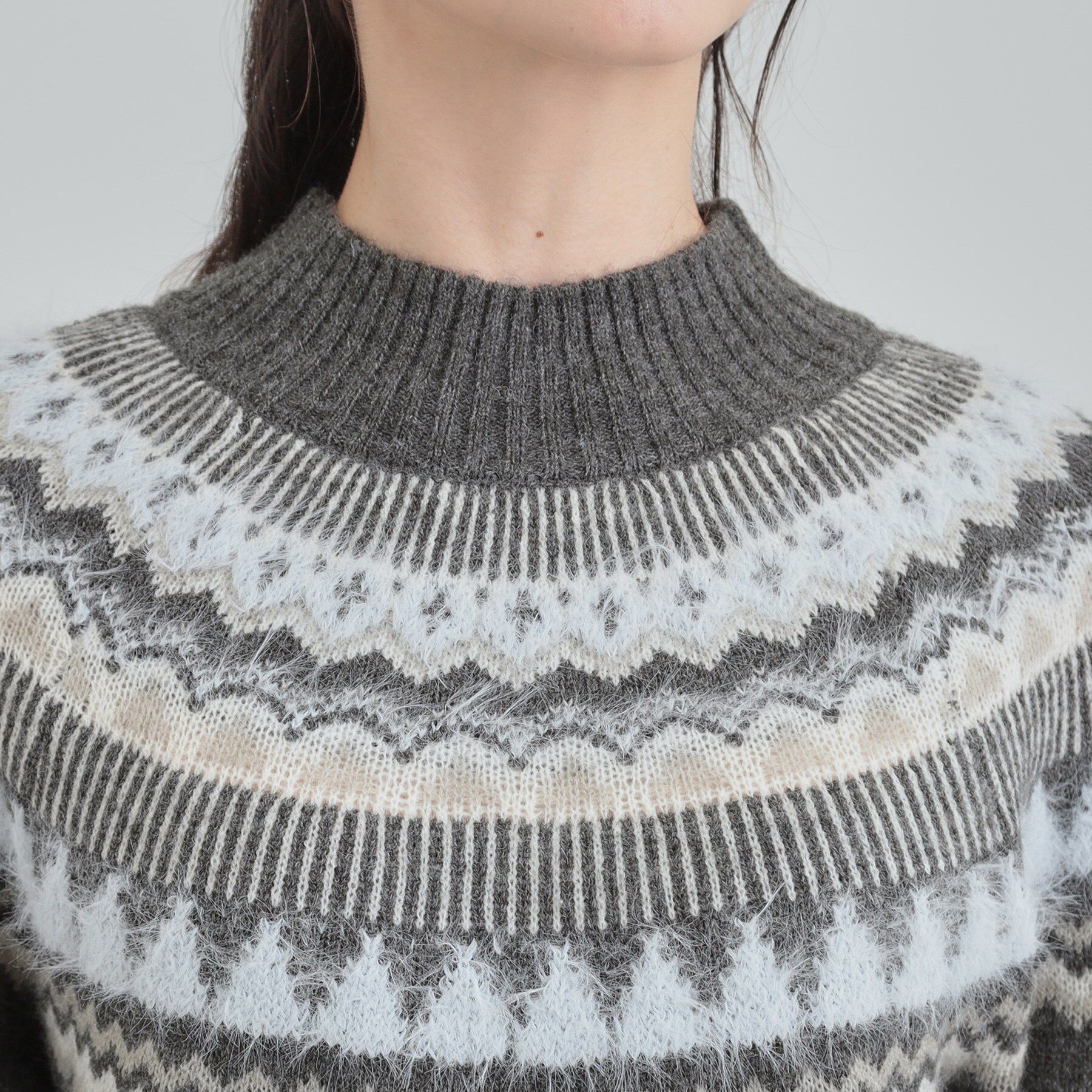 SHOO･LA･RUE「【洗濯機可/S-LL】配色が大人かわいい　フェアアイル柄求心ニット」|ニット・セーター|