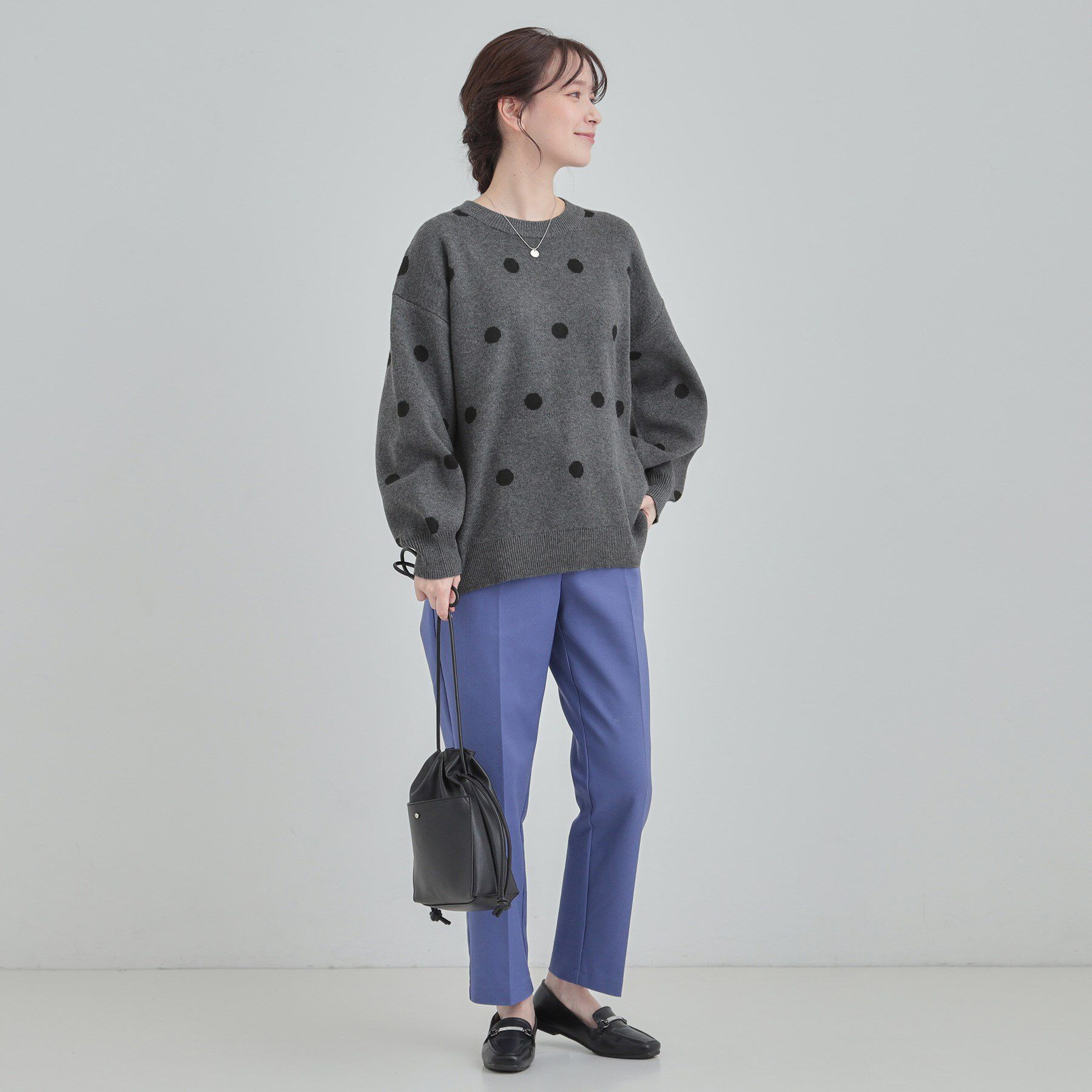SHOO･LA･RUE「【S-LL/洗濯機可】体型カバーできる 大人のドット柄ニット」|ニット・セーター|