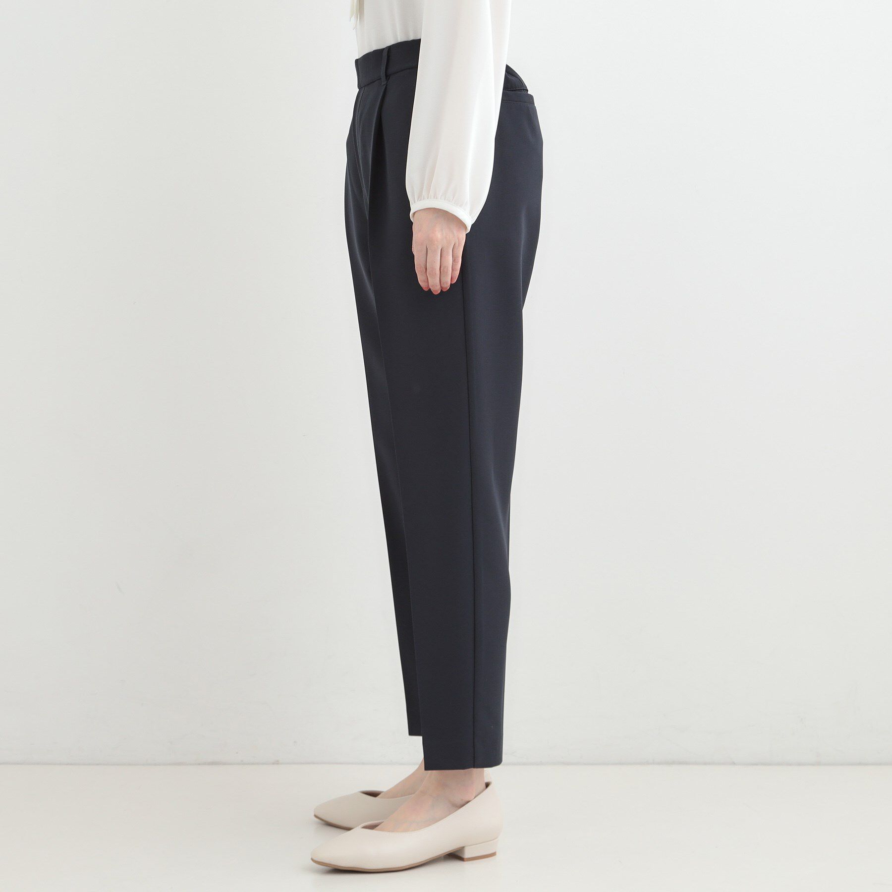 SHOO･LA･RUE「【3点スーツセット/洗濯機可】時短で好印象 セットアップ+ブラウス」|ノーカラージャケット|