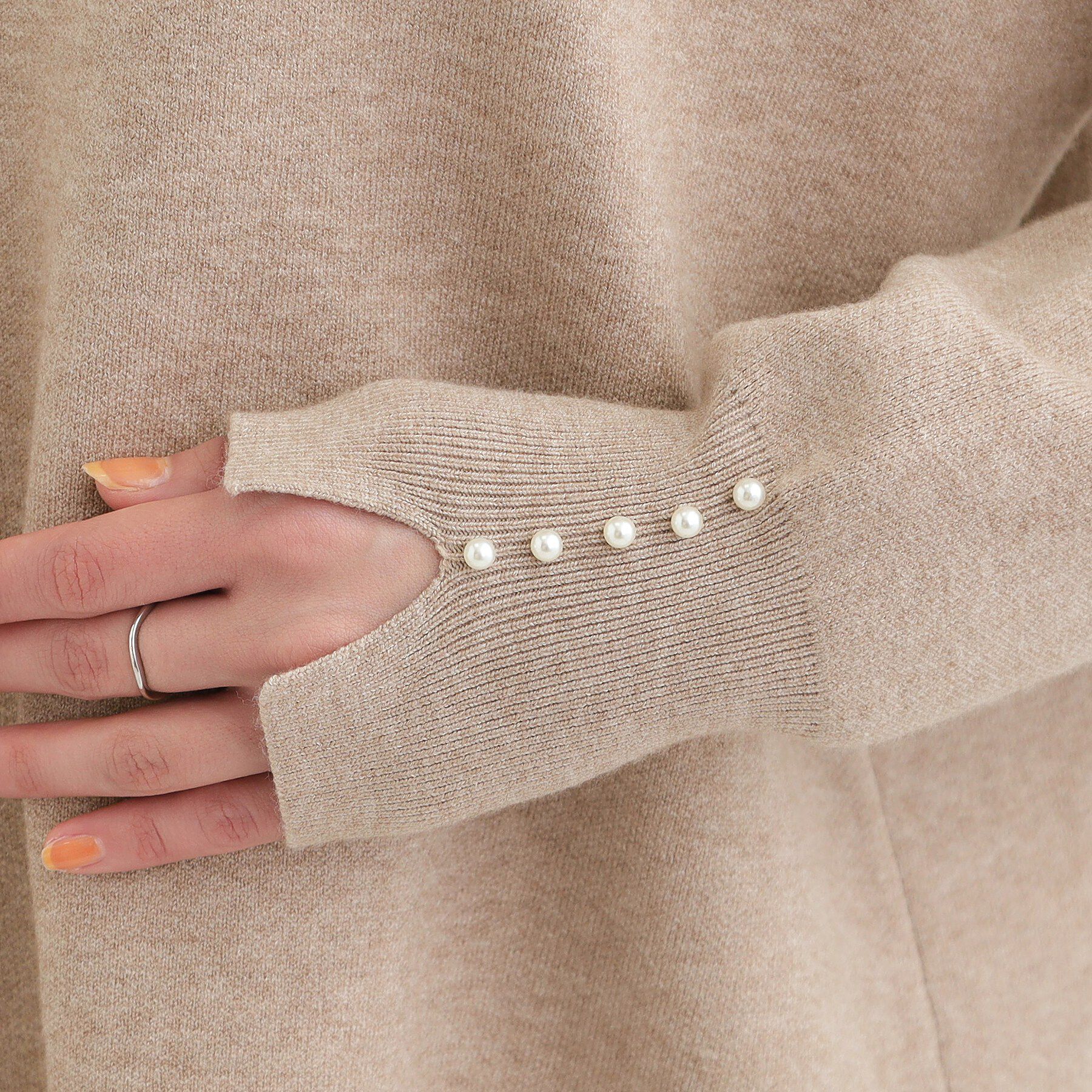 SHOO･LA･RUE「【洗濯機可/セットアップ可/S-LL】インせず着られる もちもち裾ラウンドニット」|ニット・セーター|