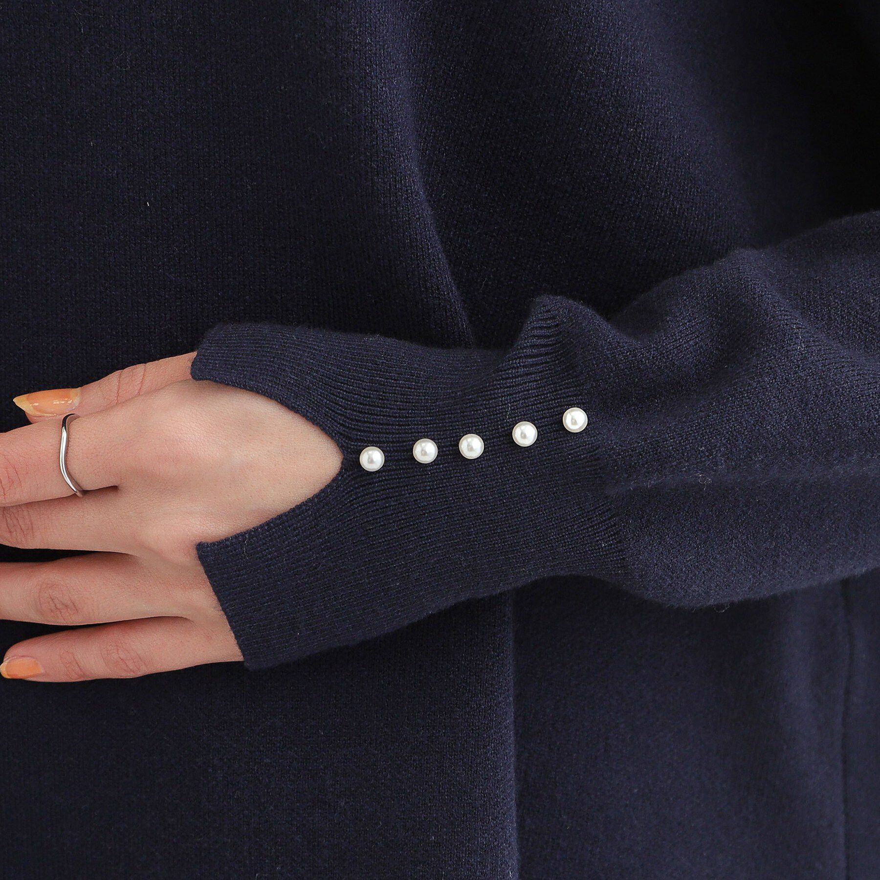 SHOO･LA･RUE「【洗濯機可/セットアップ可/S-LL】インせず着られる もちもち裾ラウンドニット」|ニット・セーター|