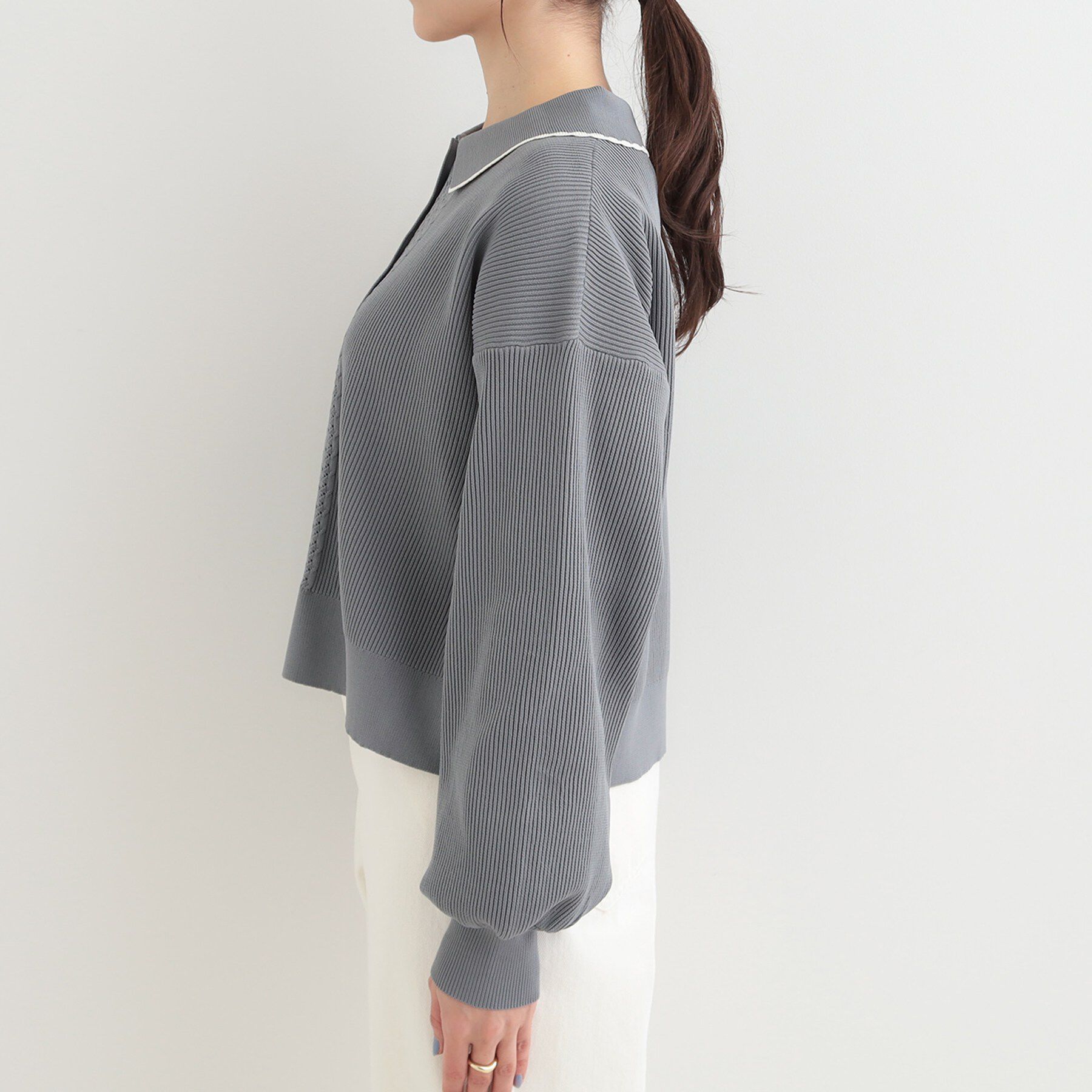 SHOO･LA･RUE「襟付きレース風カーディガン」|カーディガン|