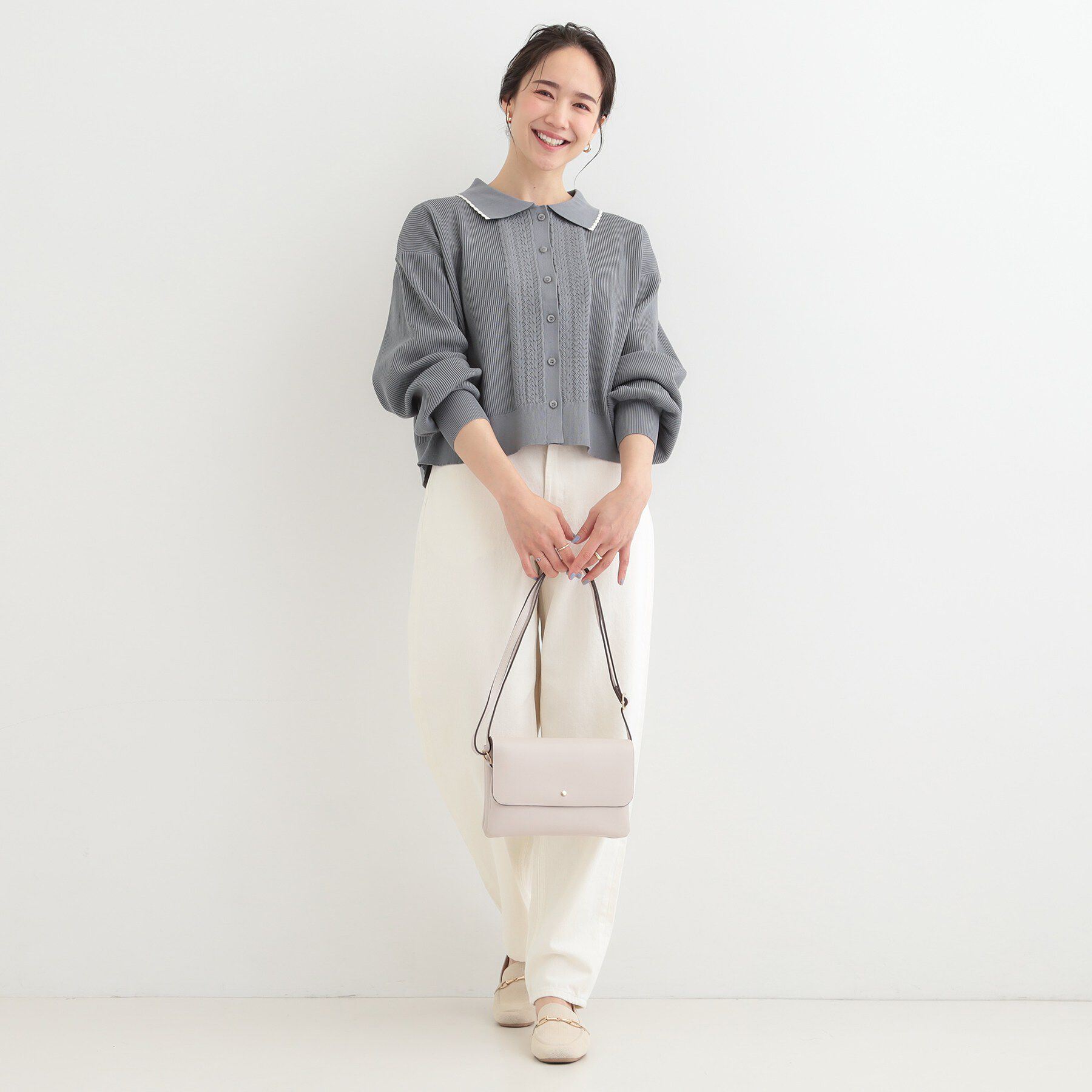 SHOO･LA･RUE「襟付きレース風カーディガン」|カーディガン|