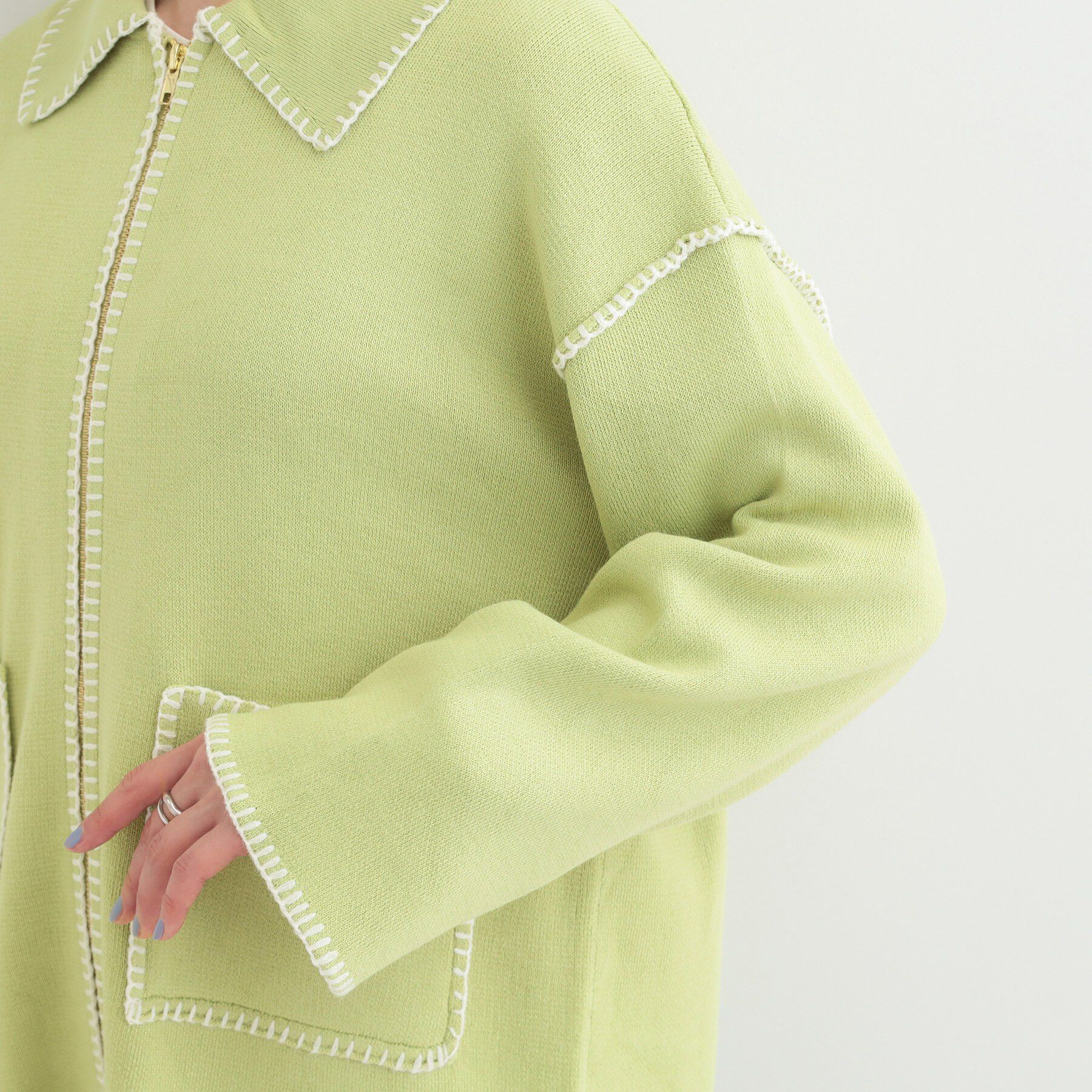 SHOO･LA･RUE「ステッチ襟付きが魅力な ジップニットカーディガン」|カーディガン|