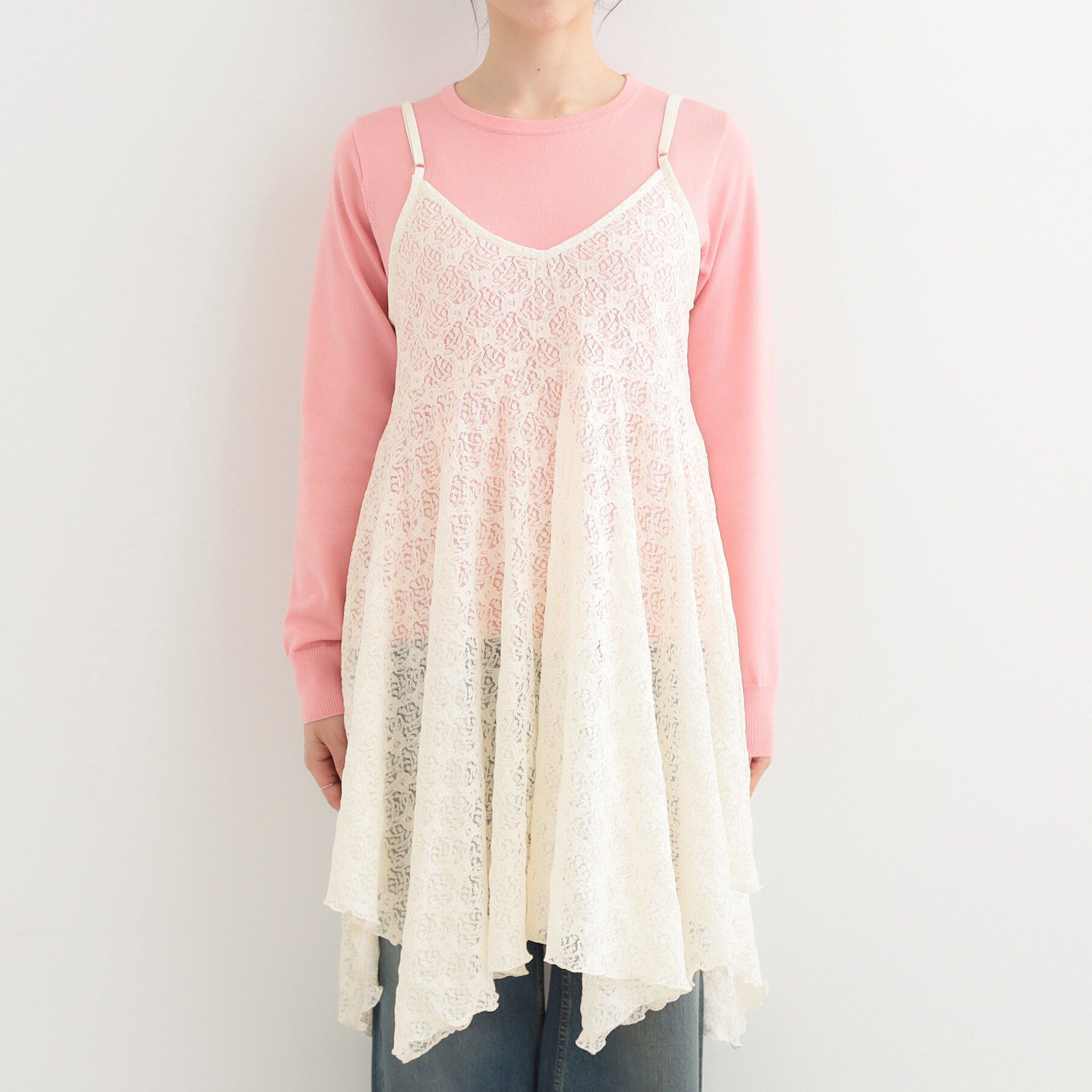 SHOO･LA･RUE「【前後2WAYネック】レイヤードスタイルにおすすめ レースキャミチュニック」|チュニック|