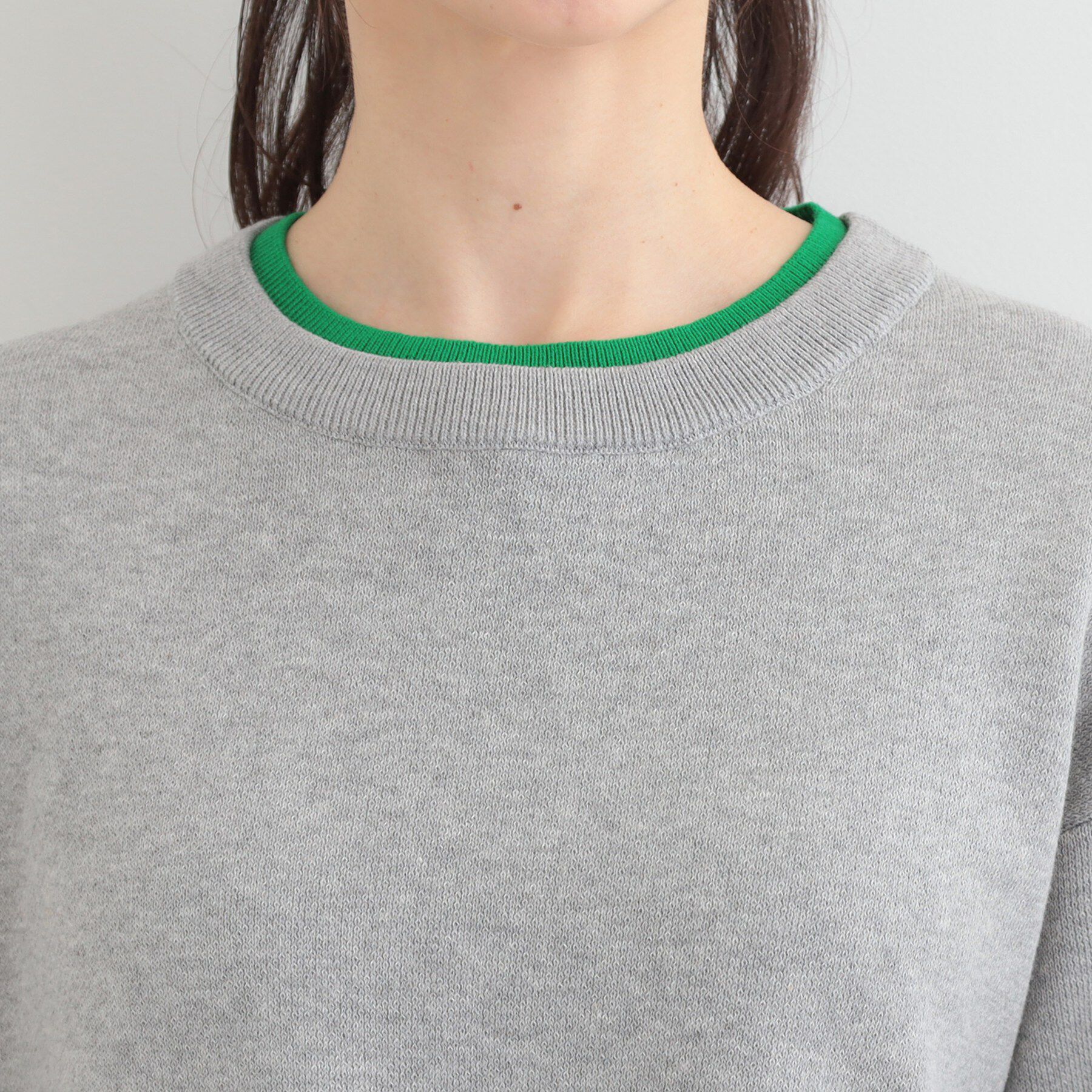 SHOO･LA･RUE「【洗濯機可/S-LL/インしなくても着られる】配色が上品 レイヤード風スウェットライクニット」|ニット・セーター|