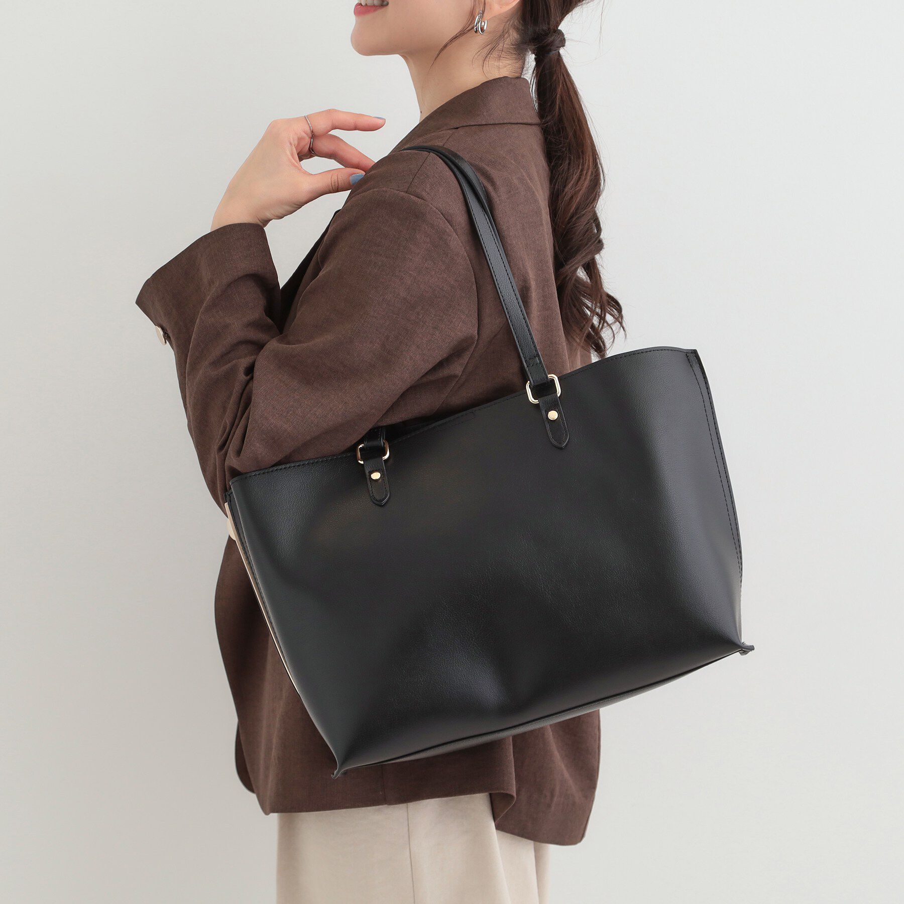 SHOO･LA･RUE「【A4】サイド配色トートバッグ」|トートバッグ|