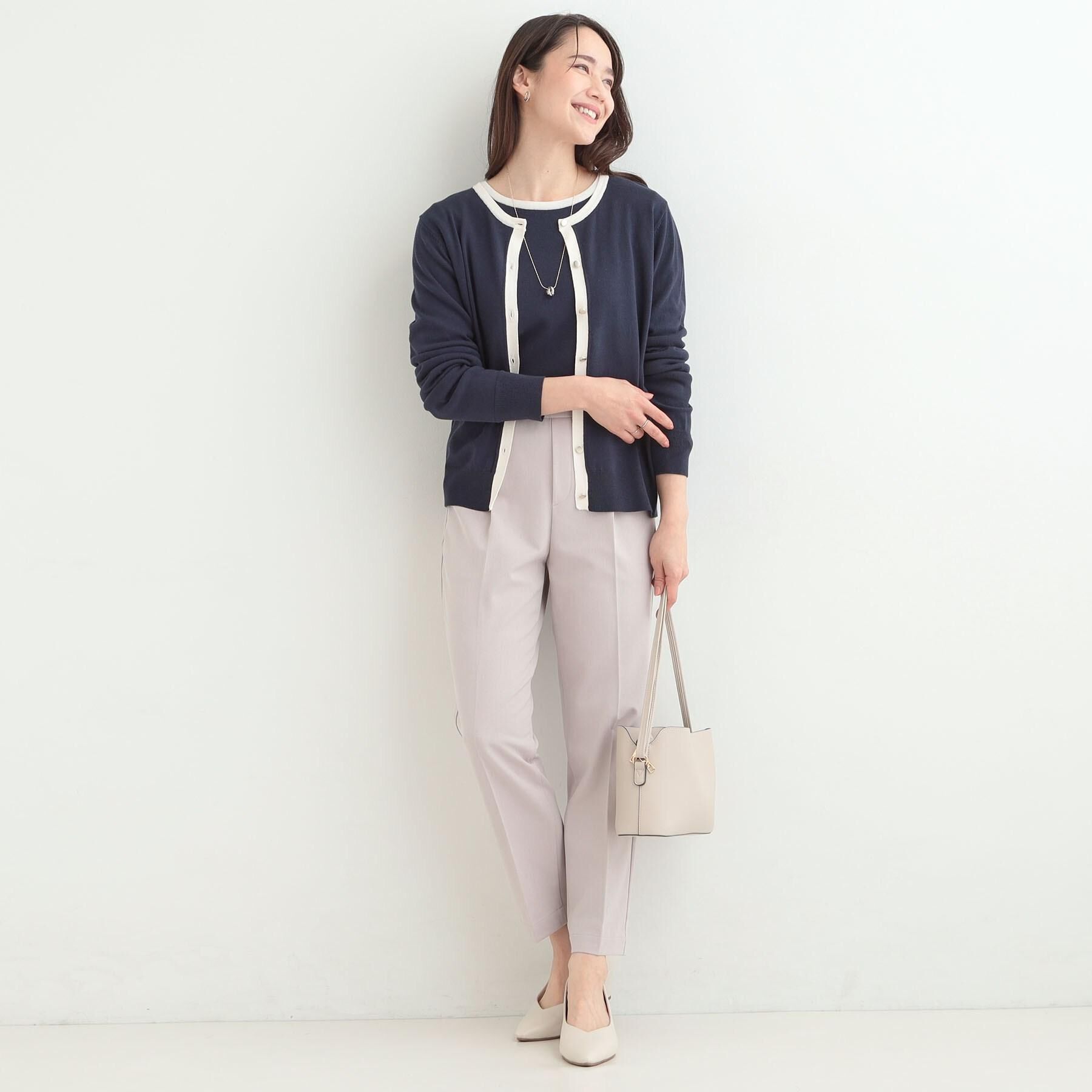 SHOO･LA･RUE「【洗濯機可/S-LL/アンサンブル可】すっきりと好印象 配色クルーネックニット」|ニット・セーター|