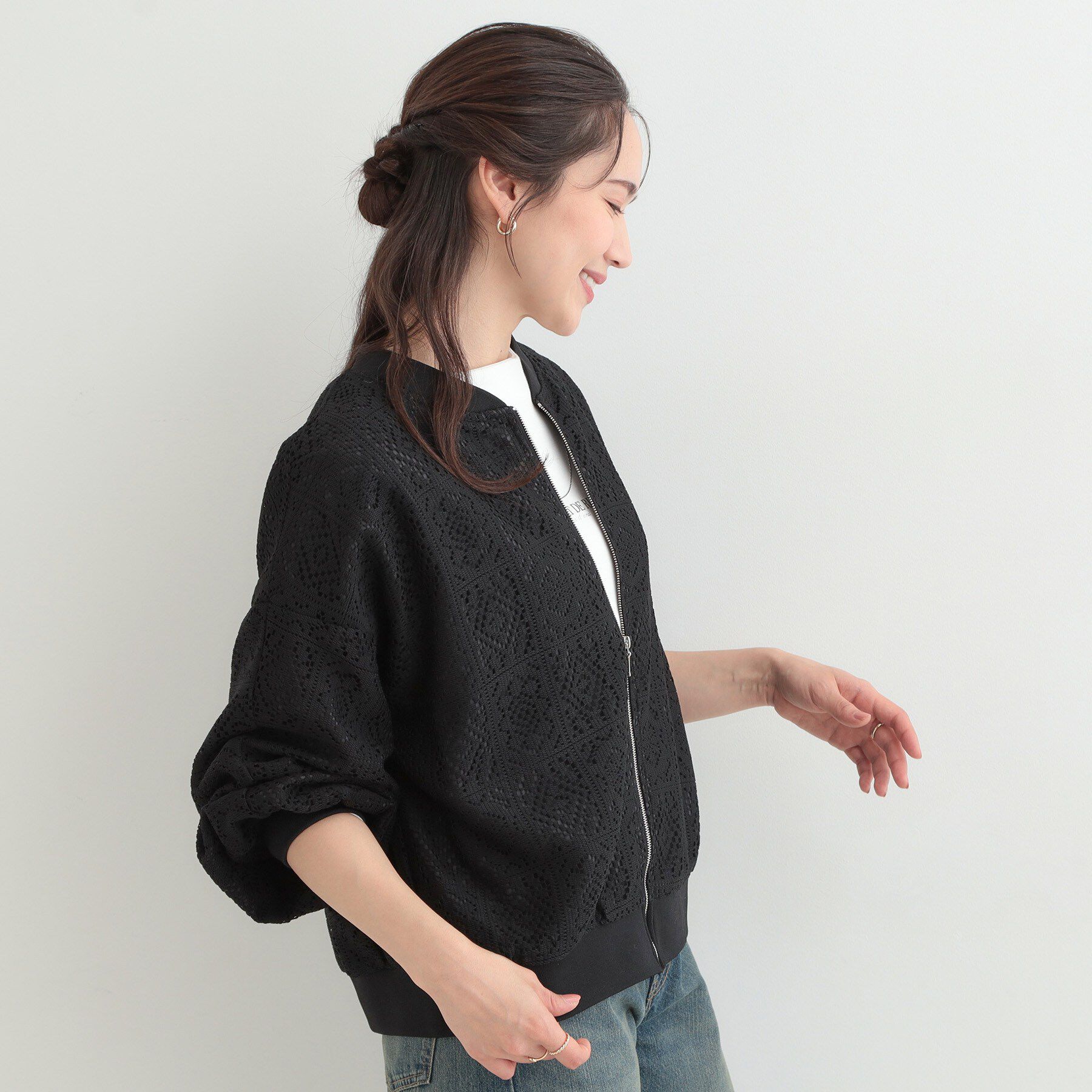 SHOO･LA･RUE「ちょうどいい華やかさ　ふんわりレースブルゾン」|ブルゾン・スタジャン|