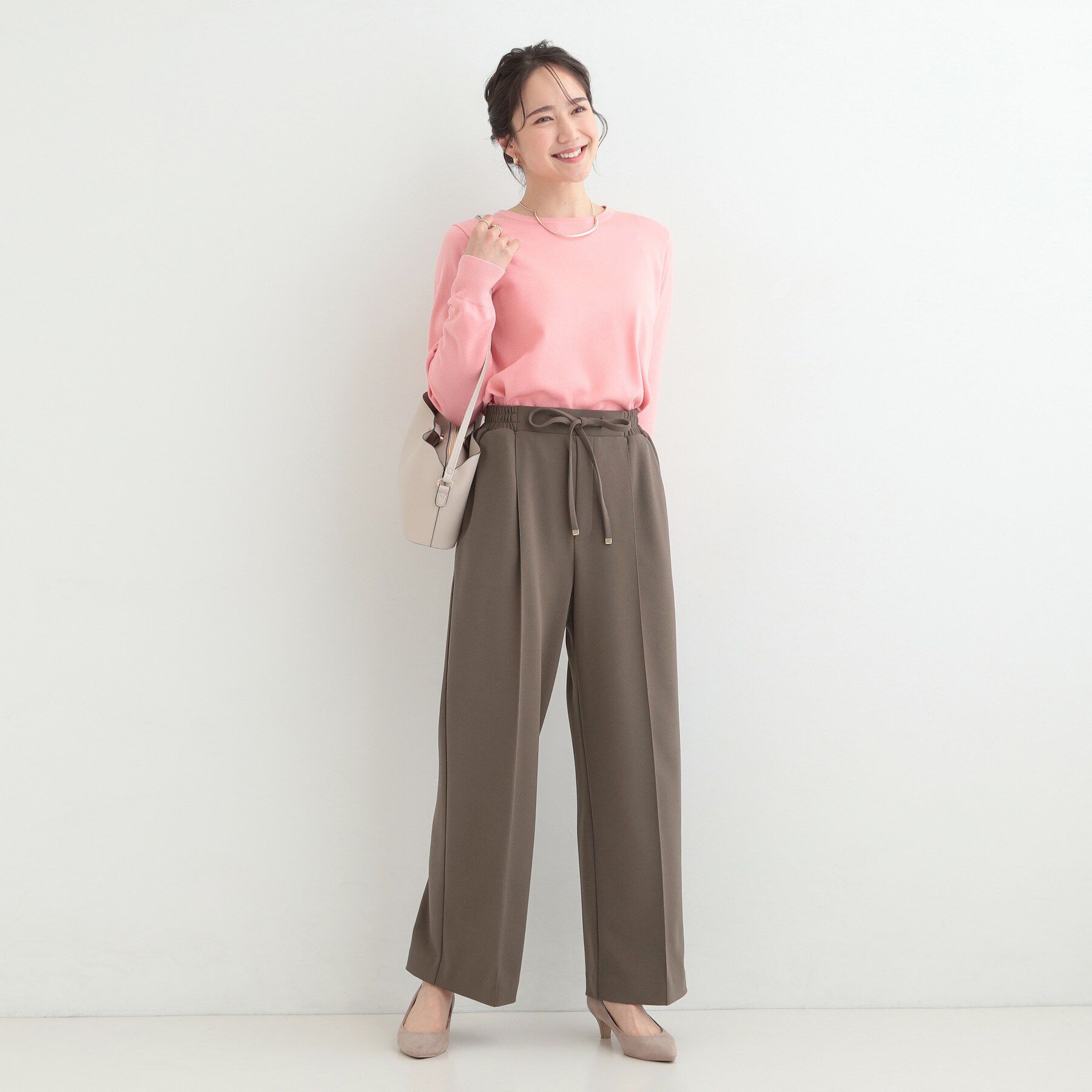 SHOO･LA･RUE「【高レビュー/S-LL/着丈選べる/洗濯後しわになりにくい】スマートに見えるイージーワイドパンツ」|その他|