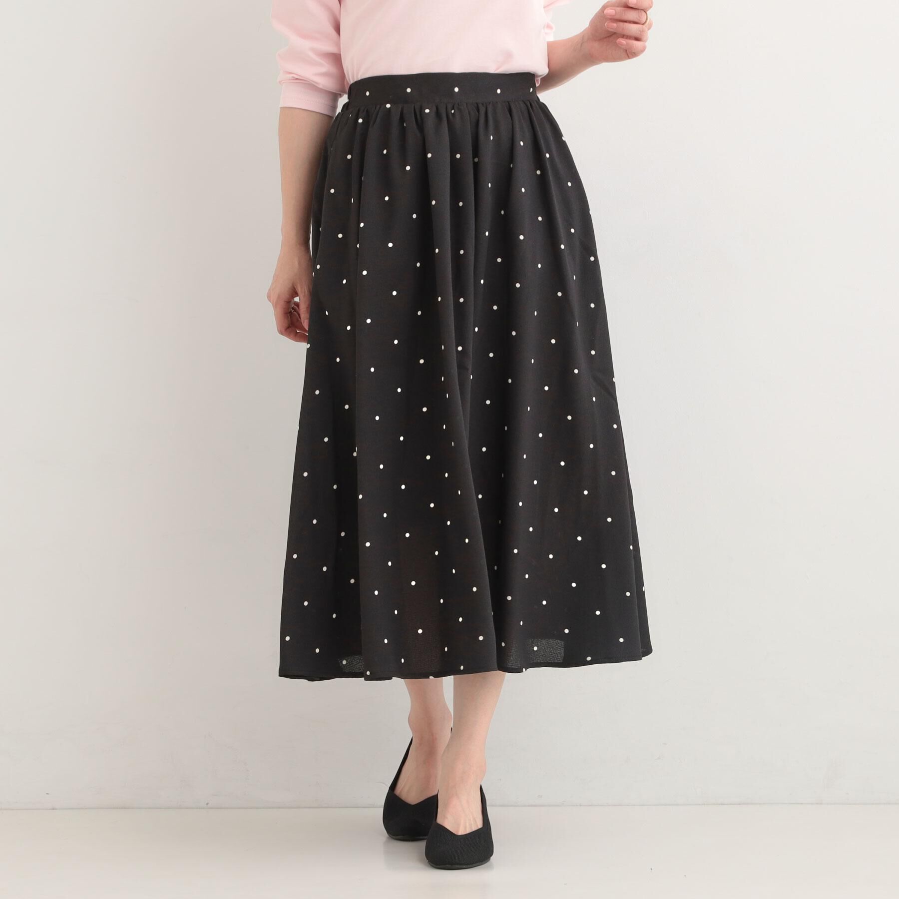 SHOO･LA･RUE「【着丈選べる】ふんわり揺れる アソート柄フレアスカート」|スカート|