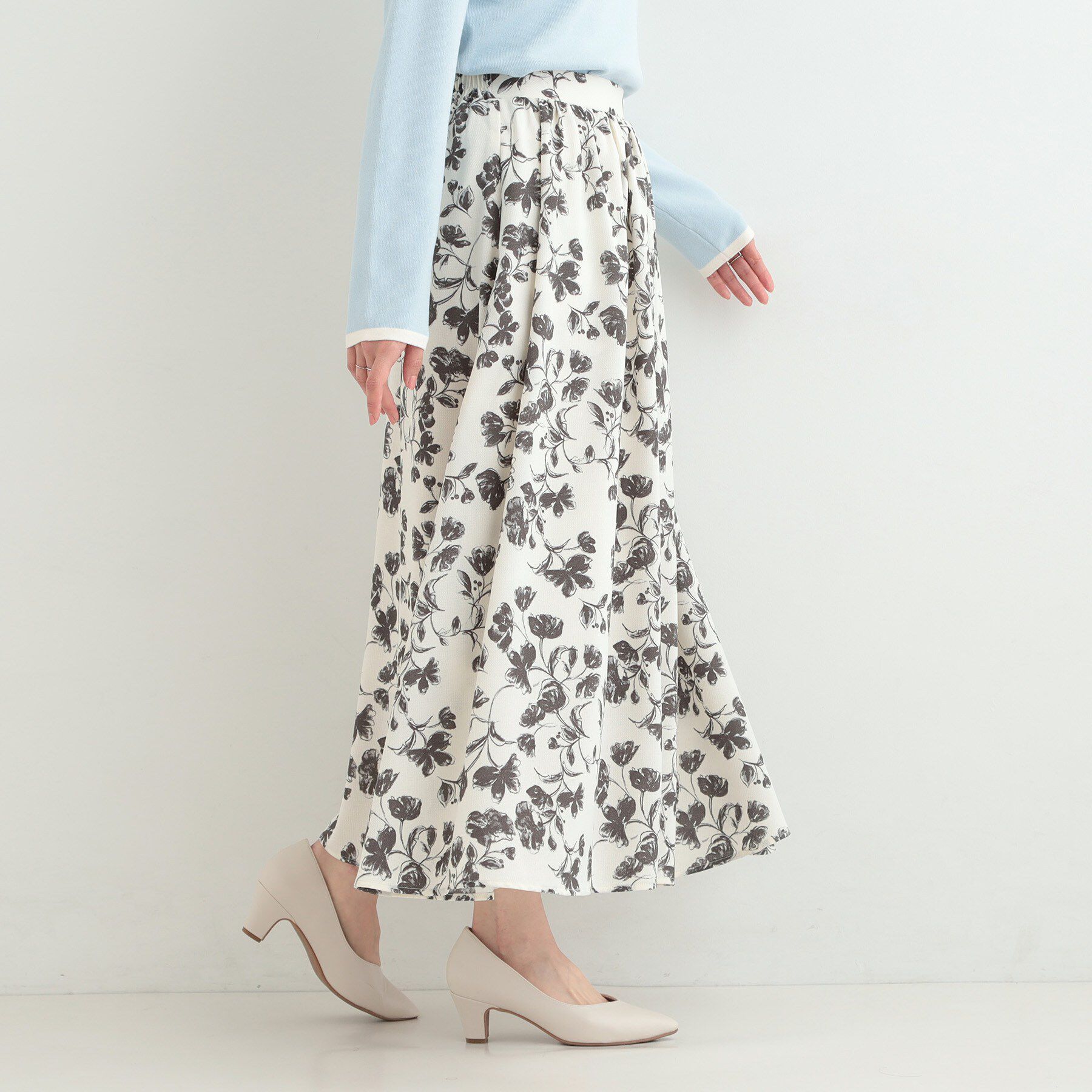 SHOO･LA･RUE「【着丈選べる】ふんわり揺れる アソート柄フレアスカート」|スカート|