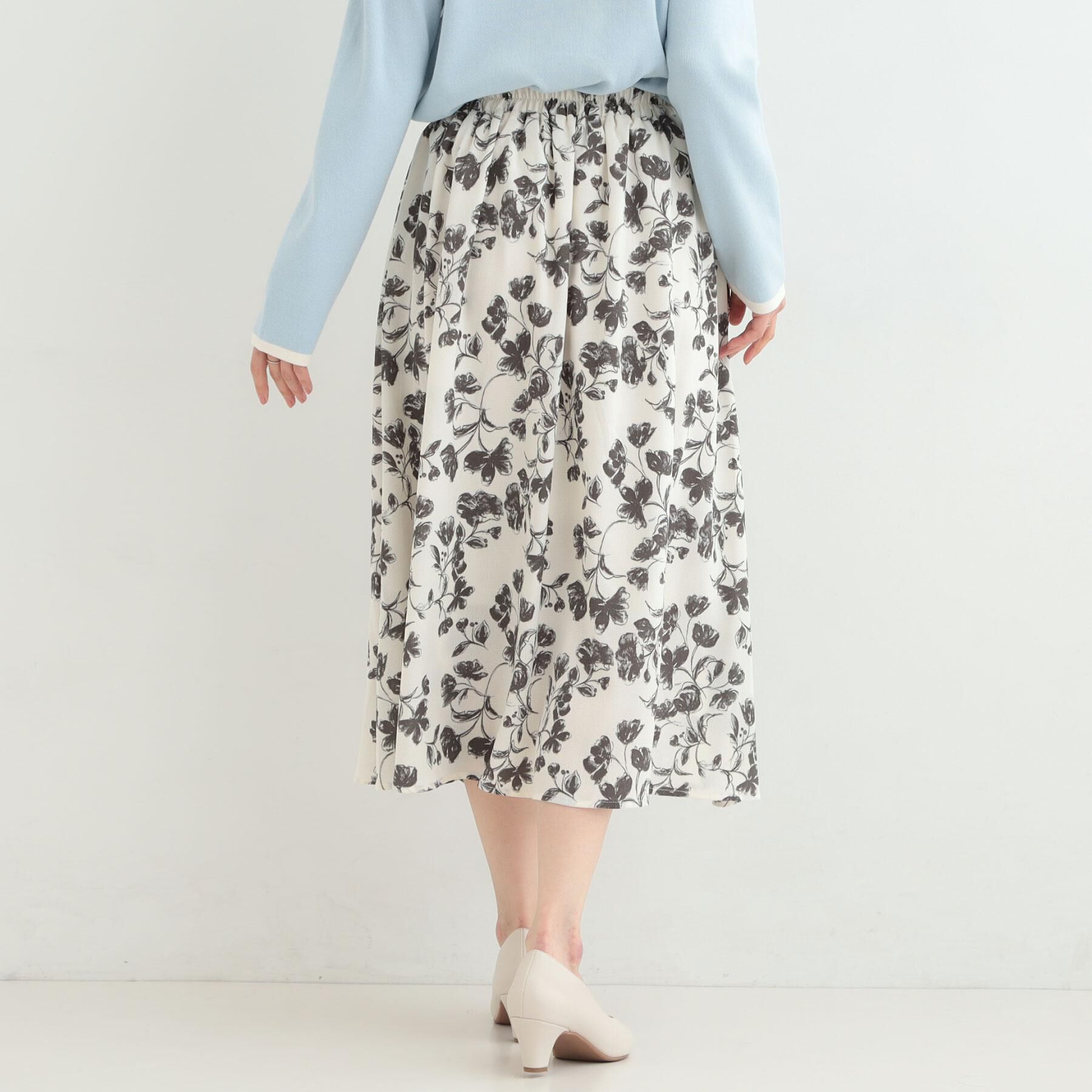 SHOO･LA･RUE「【着丈選べる】ふんわり揺れる アソート柄フレアスカート」|スカート|