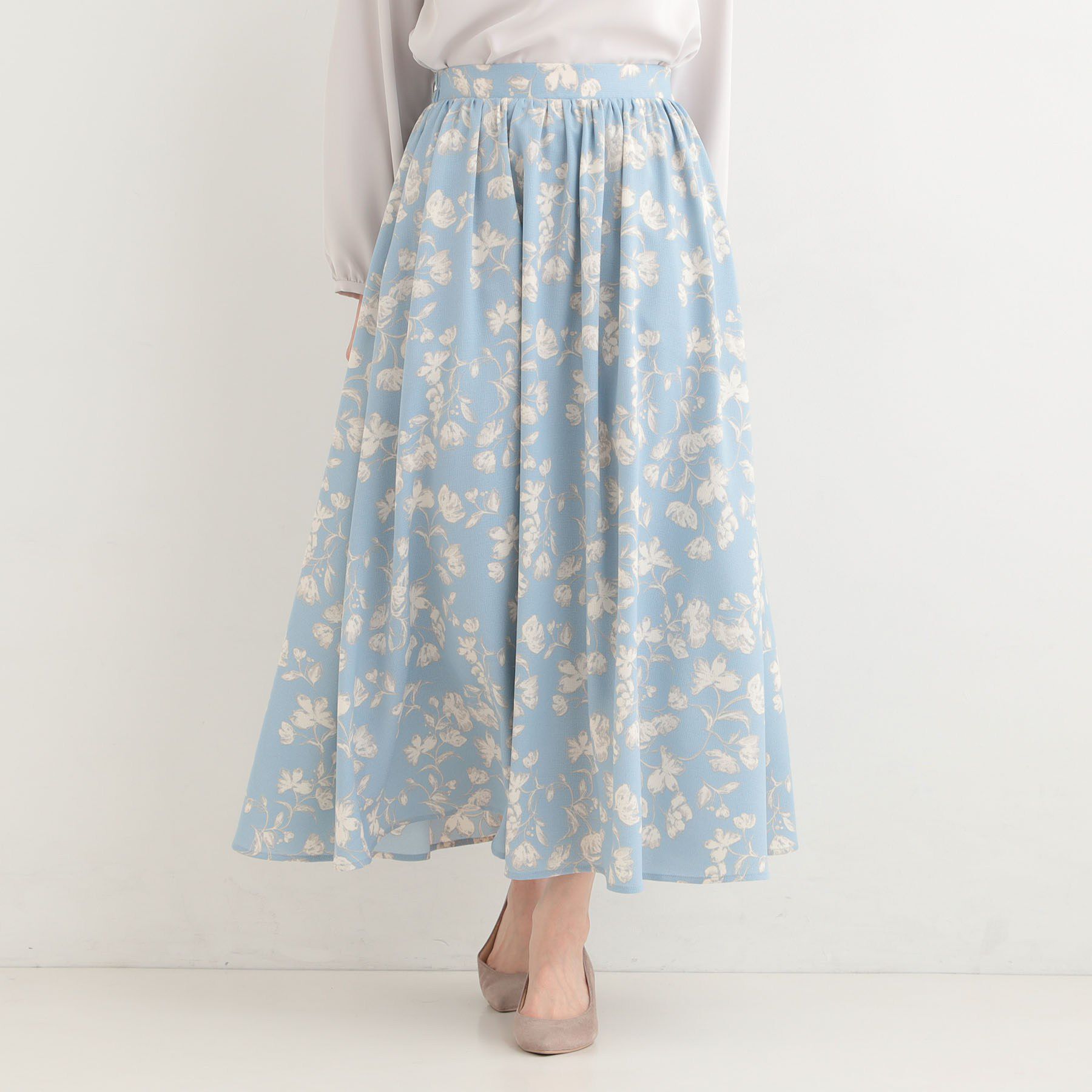 SHOO･LA･RUE「【着丈選べる】ふんわり揺れる アソート柄フレアスカート」|スカート|