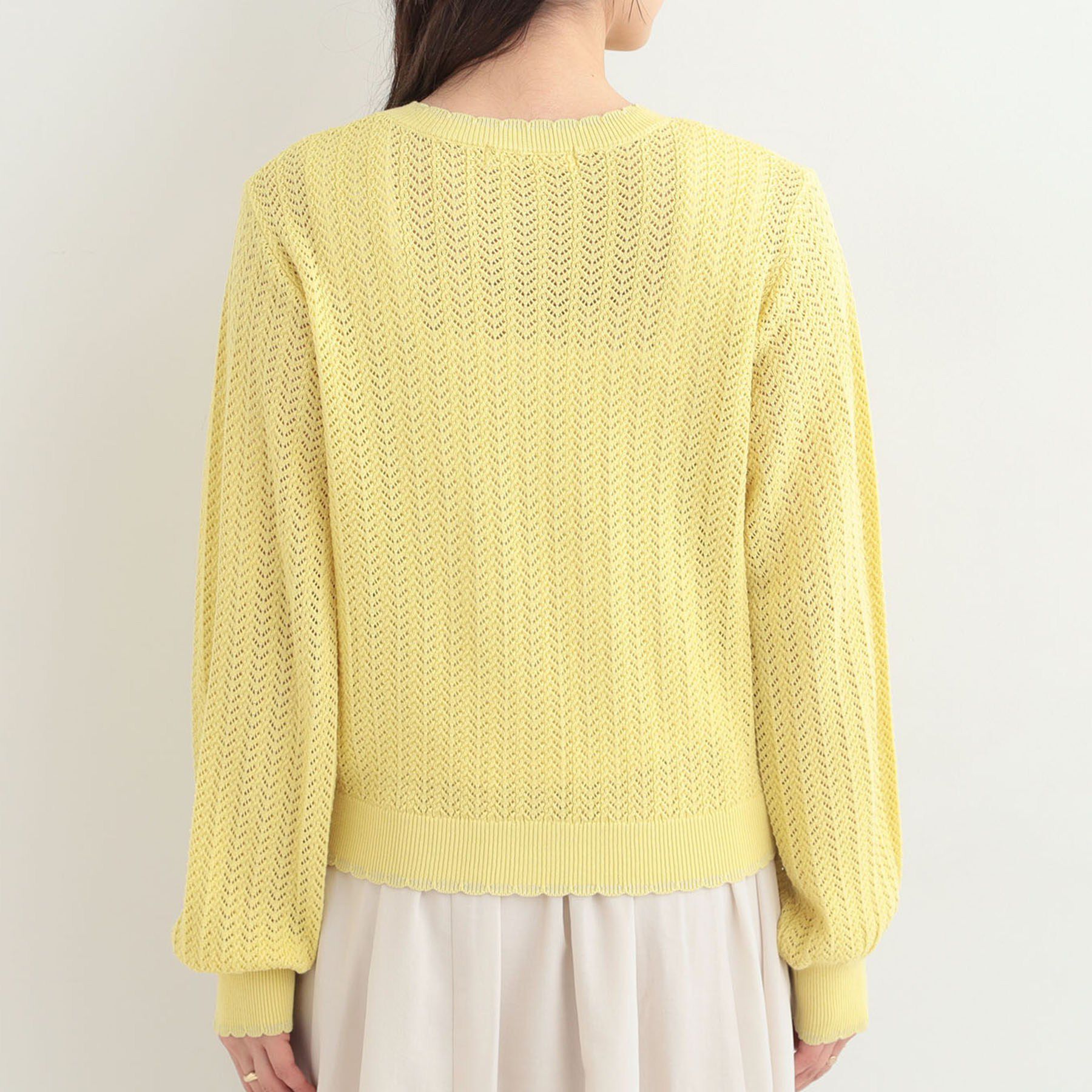 SHOO･LA･RUE「編み柄が上品 ラメ配色透かし編みカーディガン」|カーディガン|