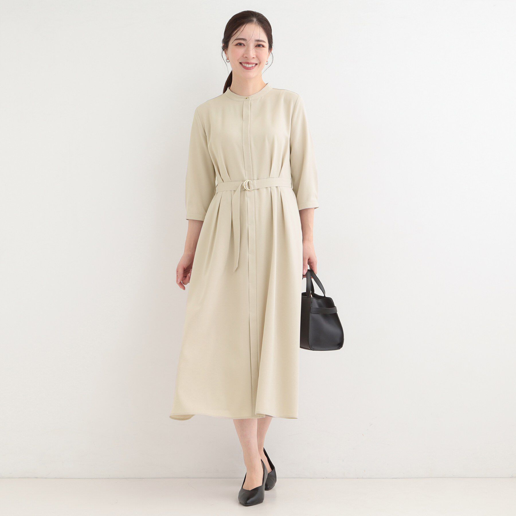 SHOO･LA･RUE「【洗濯機可/接触冷感/UV】ONOFF使える ウエストタックワンピース」|ワンピース|