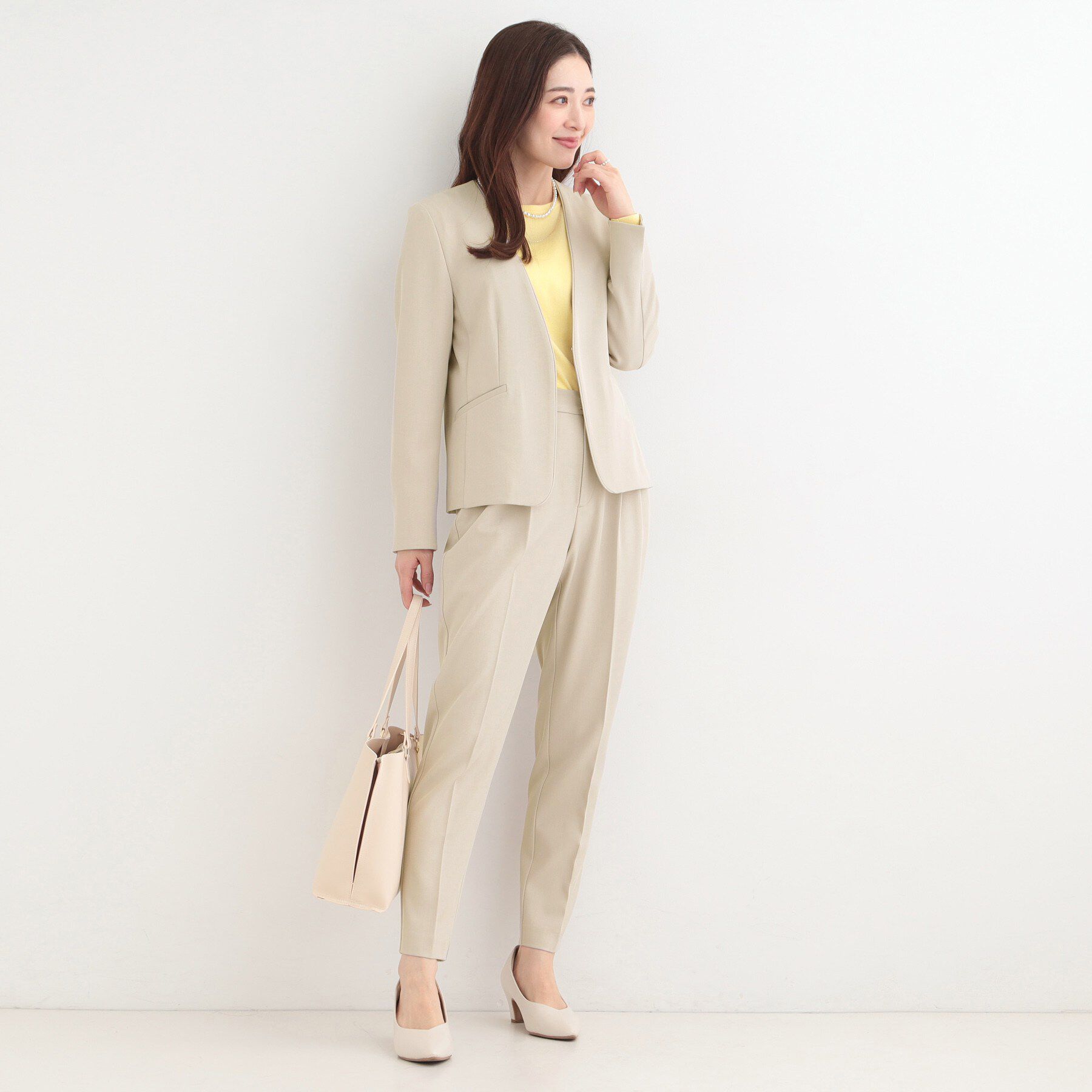 SHOO･LA･RUE「【洗濯機可/UV/SS-3L】すっきり好印象 ノーカラージャケット」|ノーカラージャケット|