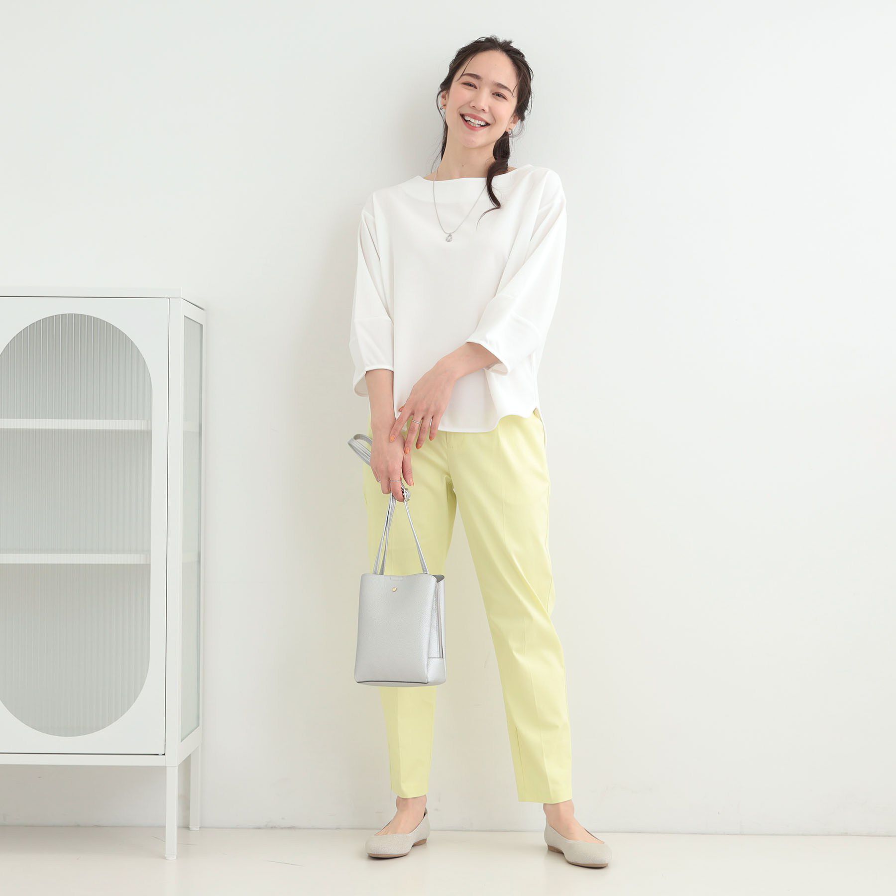 SHOO･LA･RUE「【2点セット/7分袖/S-LL】ランタンスリーブで女性らしい インせず着られる ネックレス付きブラウ」|シャツ・ブラウス|