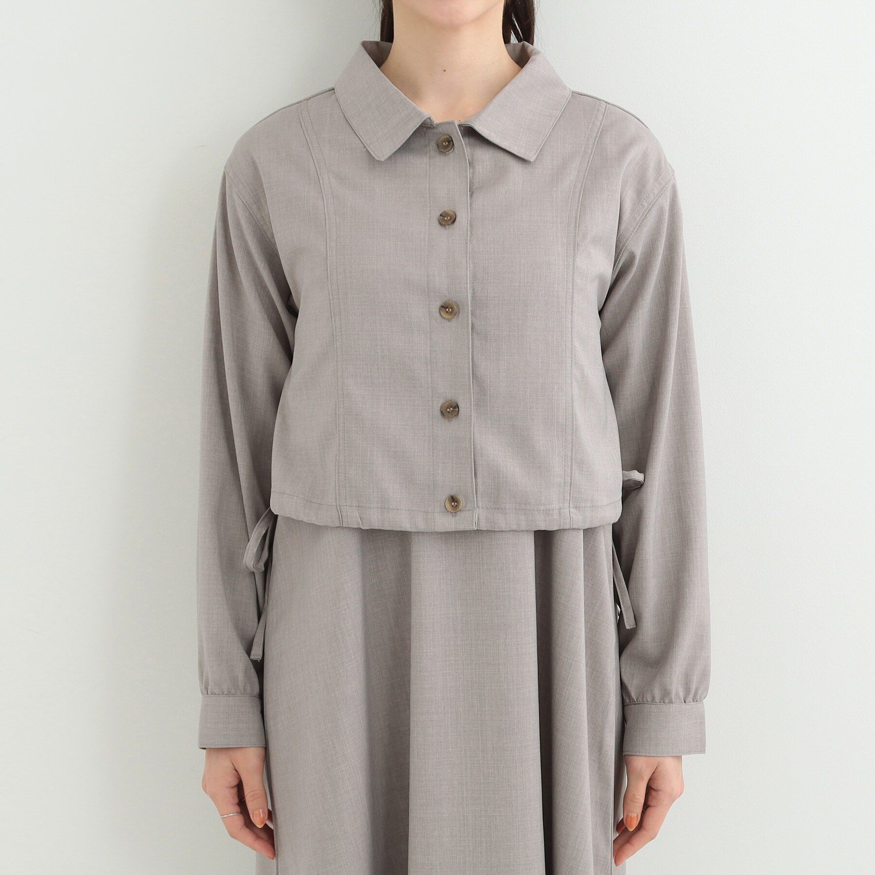 SHOO･LA･RUE「【2点セット/S-LL】おとなの抜け感 ショート丈シャツ＋キャミワンピース」|スーツ|