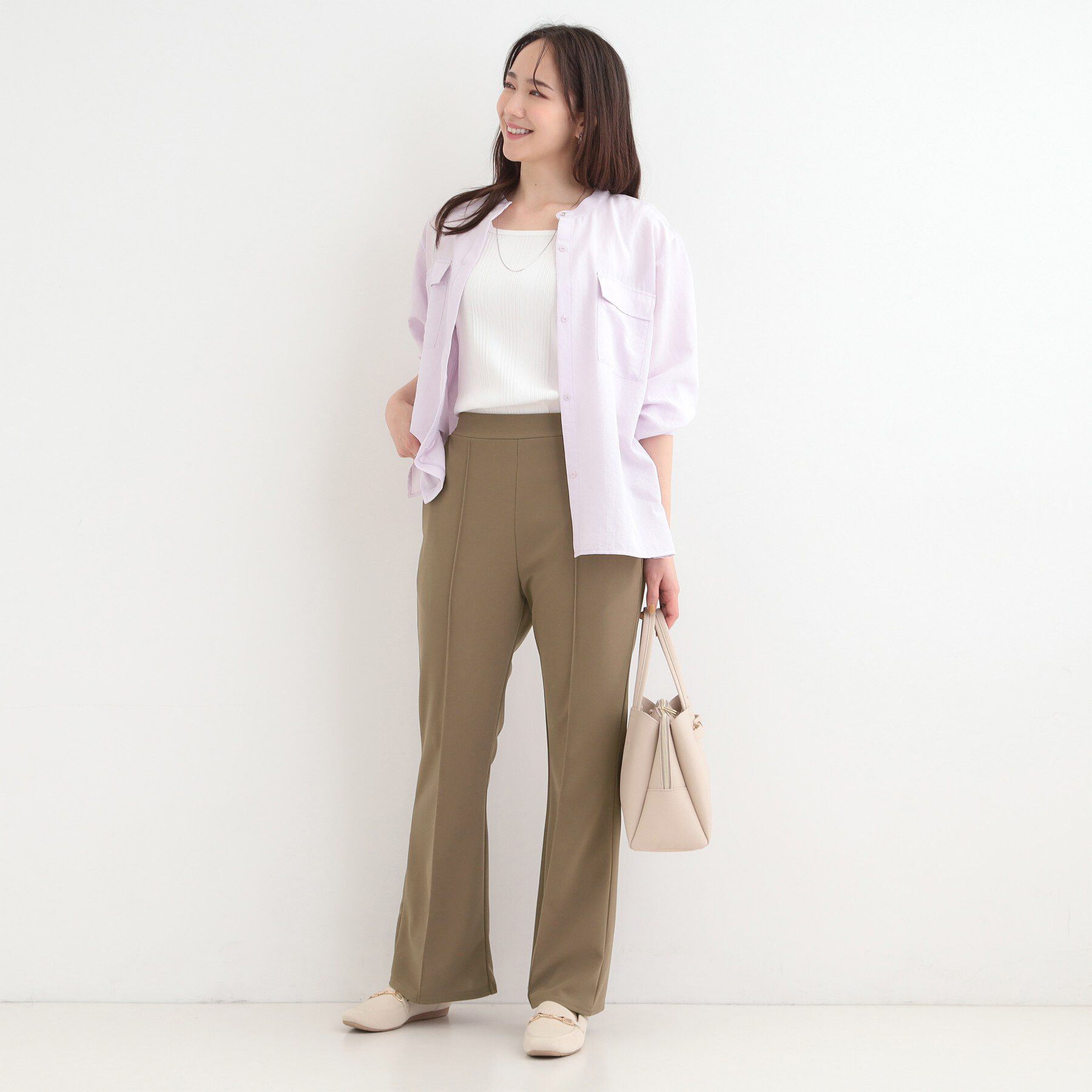 SHOO･LA･RUE「【洗濯機可】美脚見えが叶う のびのびストレッチフレアパンツ」|その他|