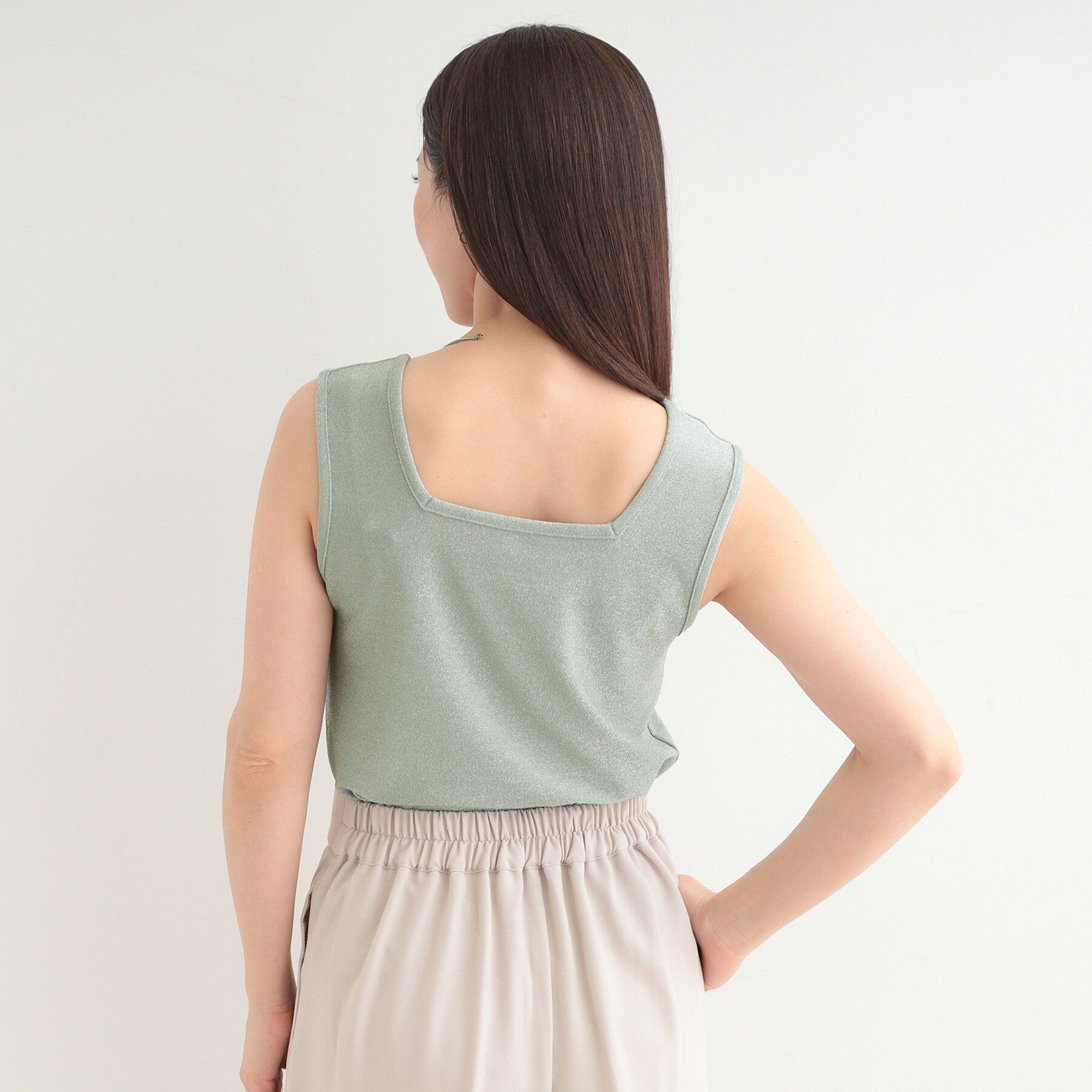 SHOO･LA･RUE「【前後2WAY/洗濯機可/S-LL】コーデのさりげないアクセントに　きらきらラメタンク」|キャミソール|