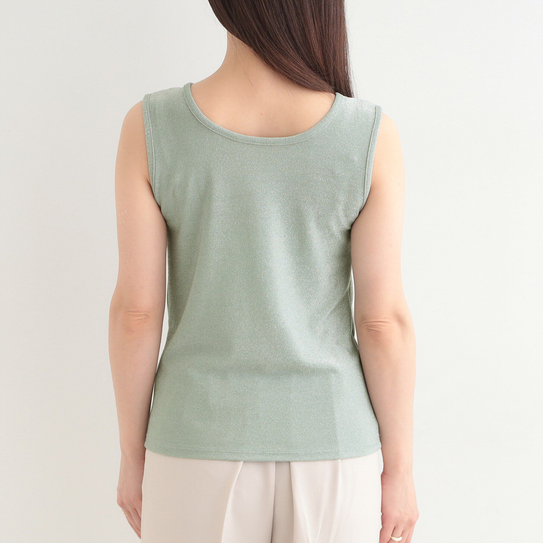 SHOO･LA･RUE「【前後2WAY/洗濯機可/S-LL】コーデのさりげないアクセントに　きらきらラメタンク」|キャミソール|