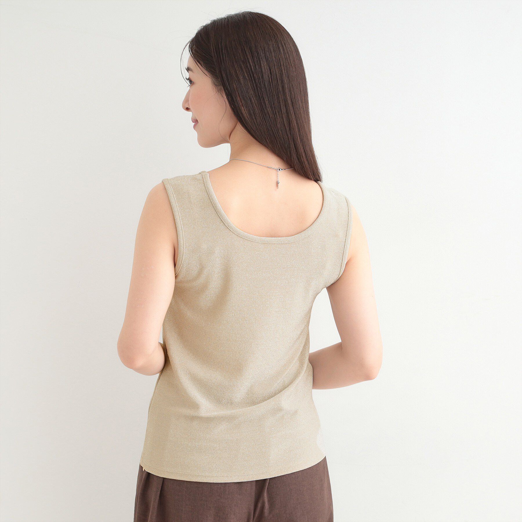 SHOO･LA･RUE「【前後2WAY/洗濯機可/S-LL】コーデのさりげないアクセントに　きらきらラメタンク」|キャミソール|