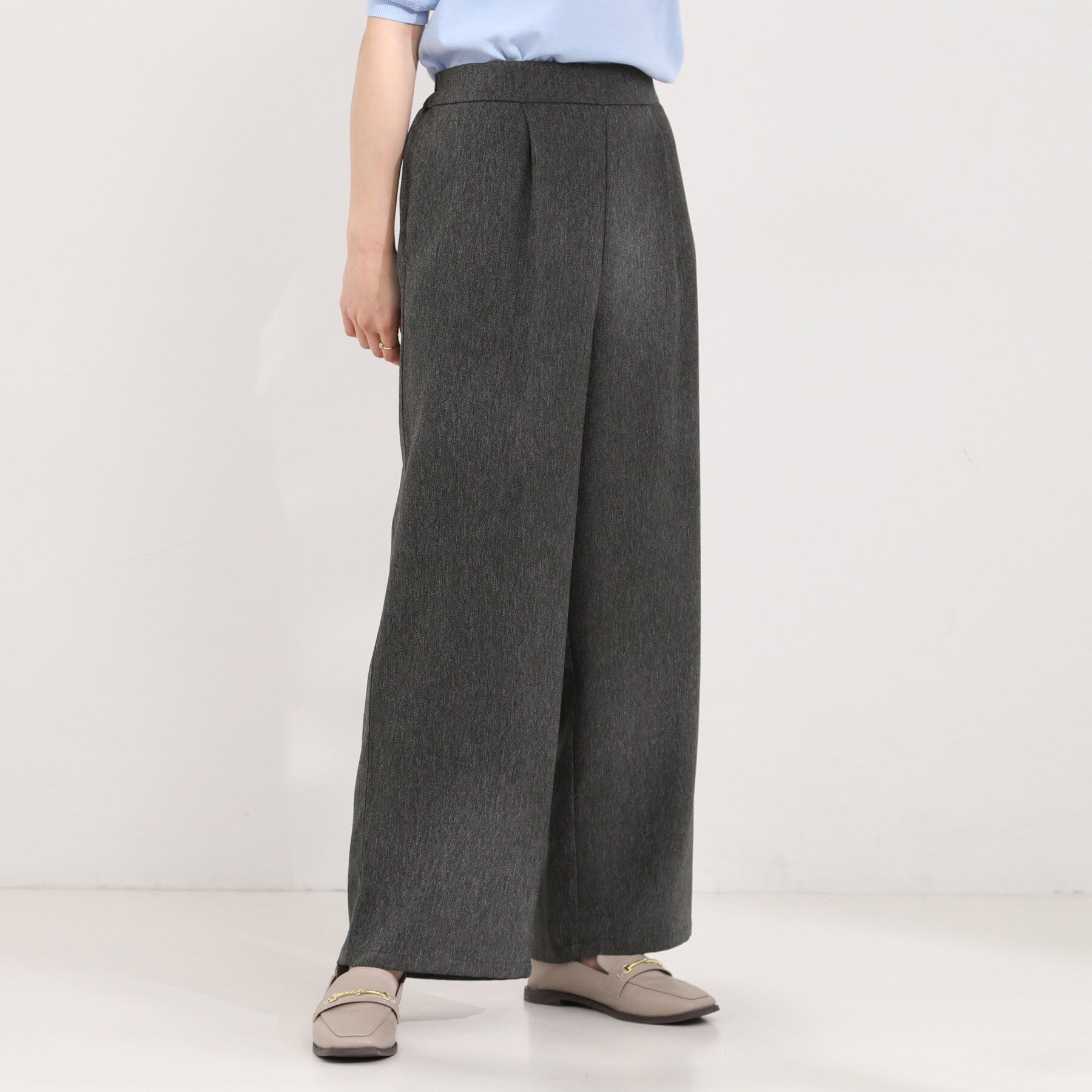 SHOO･LA･RUE「サイドボタンデニム風ワイドパンツ」|その他|