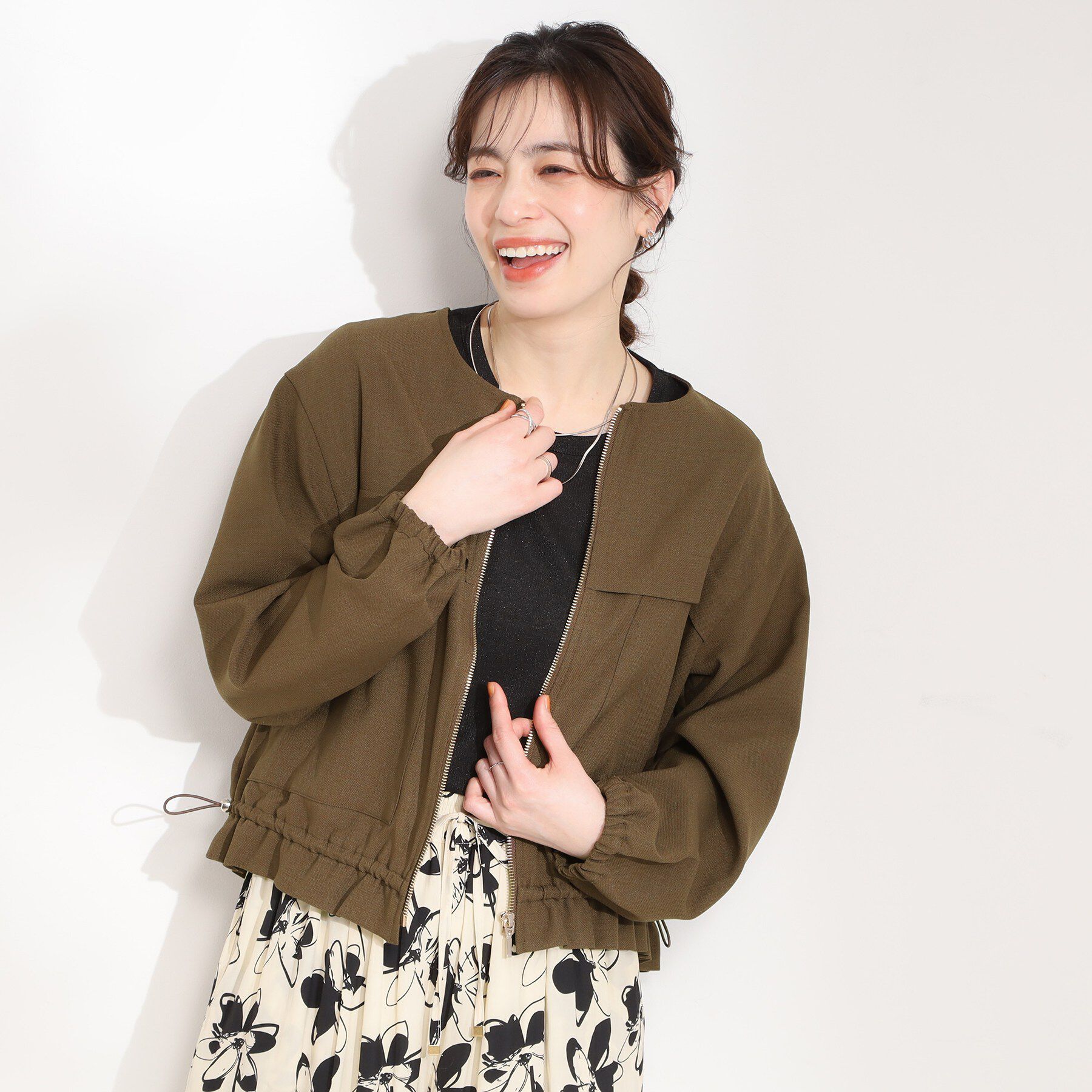 SHOO･LA･RUE「【S-LL】スタイルアップを叶える　大人のドロストブルゾン」|ブルゾン・スタジャン|